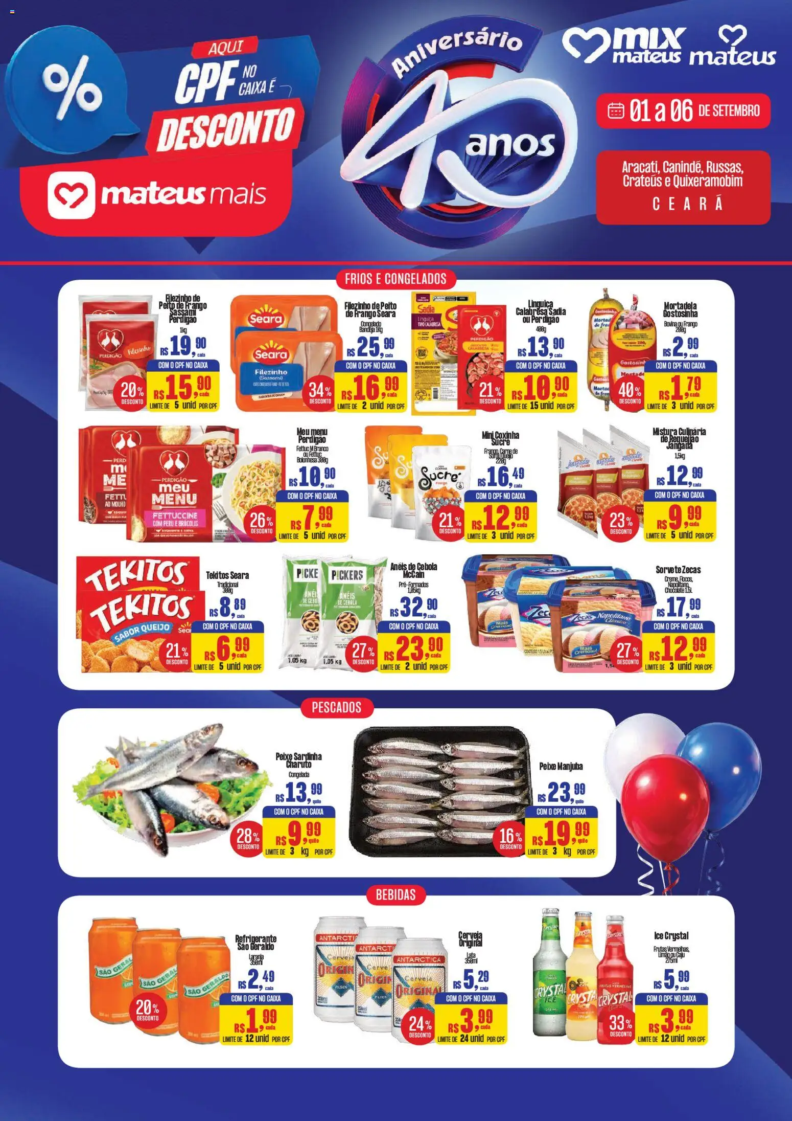 Mateus Folheto - válido de 01/09/2026 | Página: 1 | Produtos: Caju, Bandeja, Peru, Refrigerante