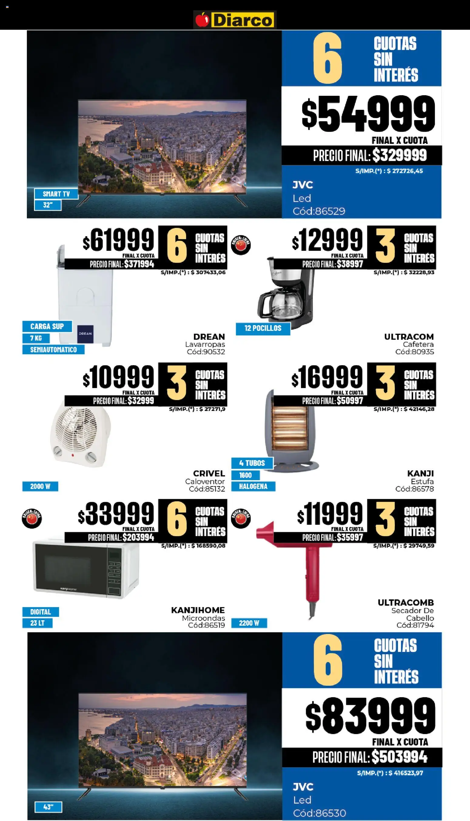 Diarco ofertas │ válido desde el 29/06/2026 | Página: 19 | Productos: Cafetera, Lavarropas, Microondas