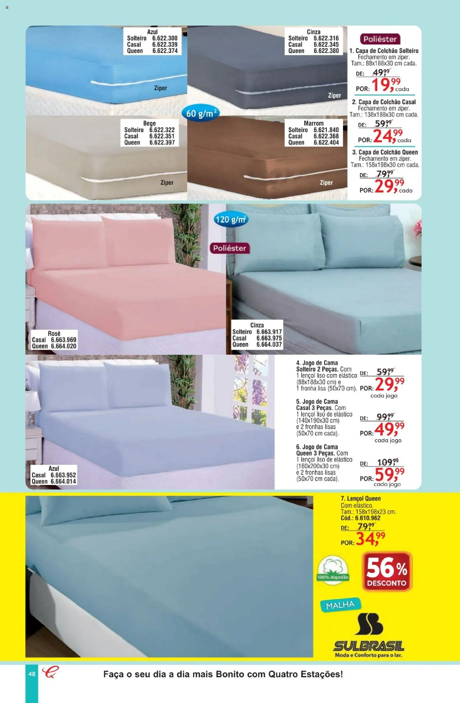 Quatro Estações Folheto - válido de 01/08/2026 | Página: 48 | Produtos: Cama, Faca, Lençol, Capa de colchão