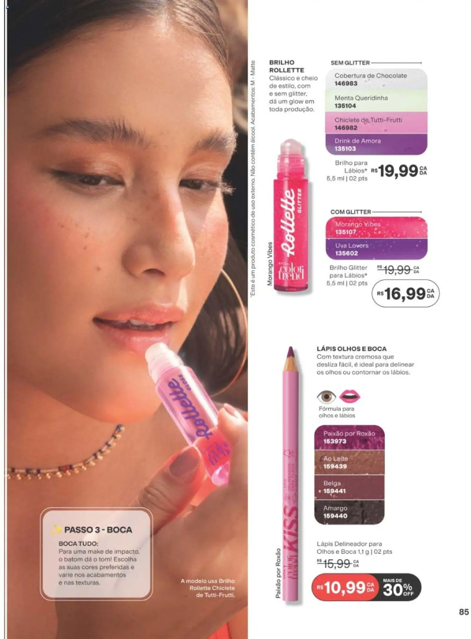 Avon Folheto - válido de 10/08/2026 | Página: 85 | Produtos: Delineador, Lápis, Chocolate, Chiclete
