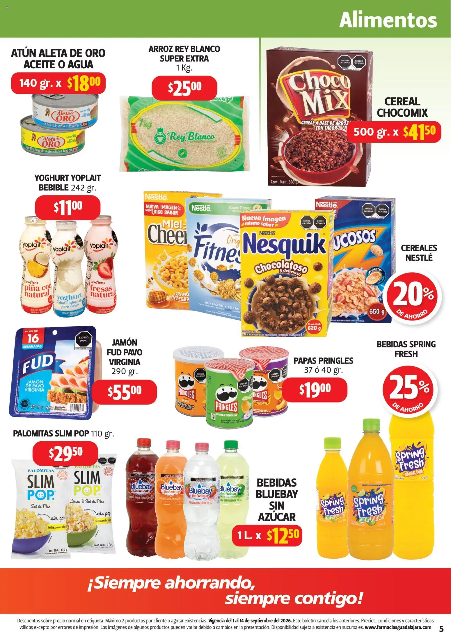 Nuevas ofertas de Farmacia Guadalajara válidas en toda la República Mexicana desde el 01/09/2026. ¡Encuentra las mejores ofertas en Farmacia Guadalajara catálogo! | Página: 5 | Productos: Atún, Queso, Piña, Alimentos