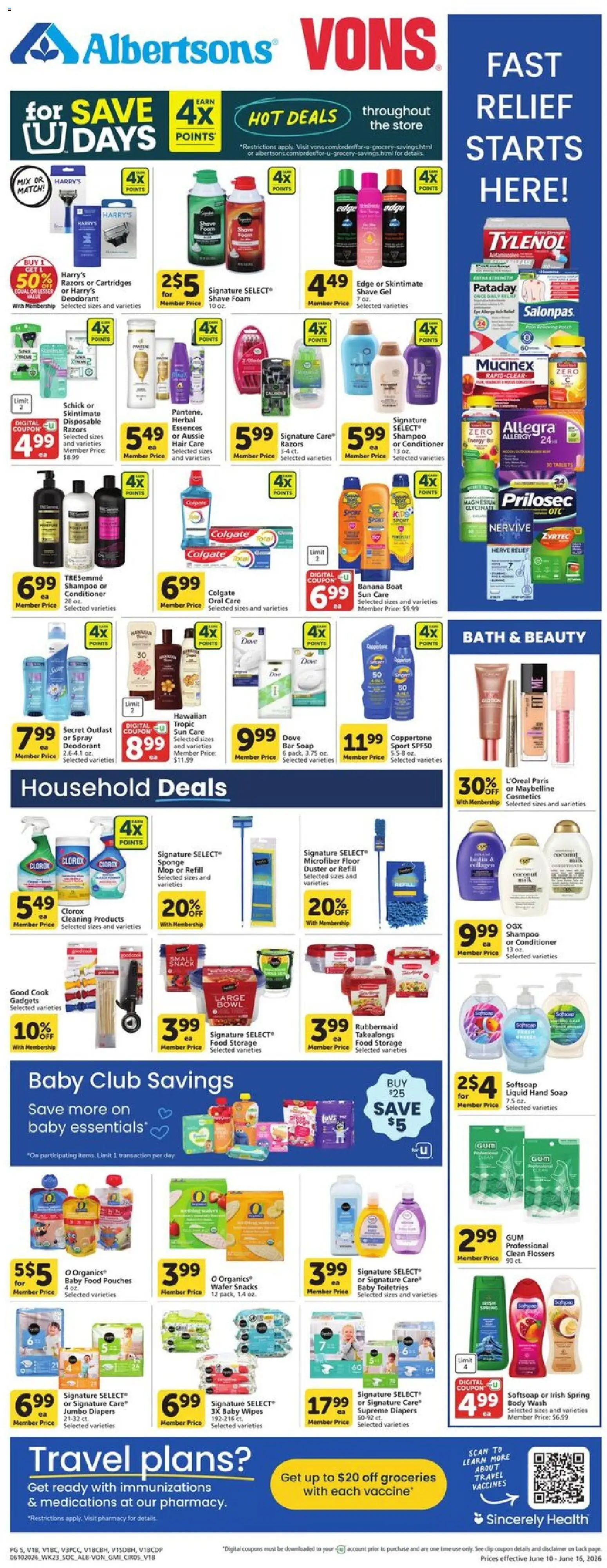 Vons Weekly Ad - valid from 10.06.2026 | Page: 5 | Products: Bath, Conditioner, Deodorant, Body Wash
