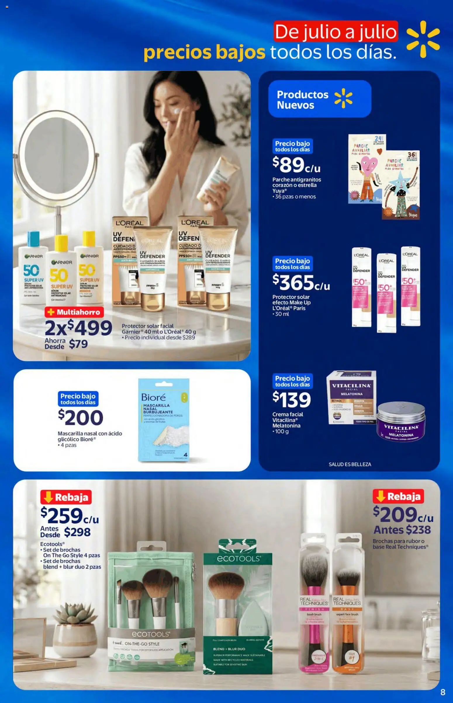 Nuevas ofertas de Walmart Express válidas en toda la República Mexicana desde el 22/07/2026. ¡Encuentra las mejores ofertas en Walmart Express folleto! | Página: 8 | Productos: Crema, Mascarilla, Rubor, Protector solar