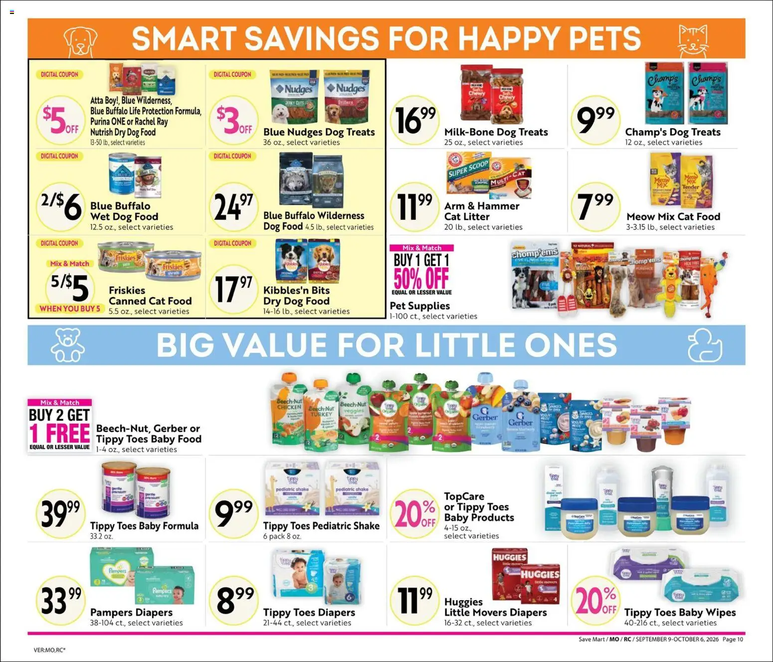 Save Mart Online Savings Guide - valid from 09/09/2026 | Page: 10 | Products: Dog Food, Cat Food, Hammer, Baby food