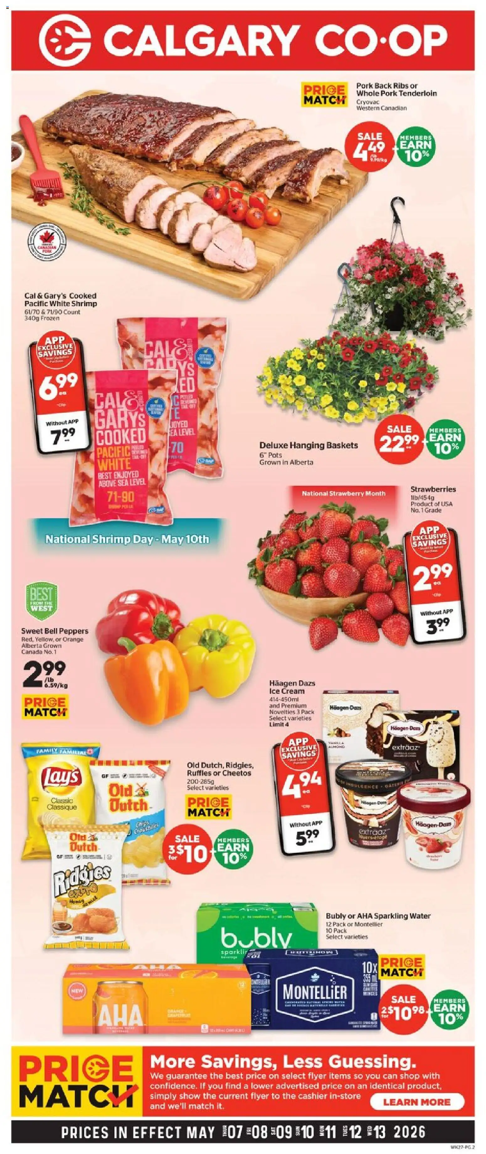 Calgary Co-op flyer valid from 07.05.2026 | Page: 2 | Products: Strawberries, Cream, Ice cream, Pork