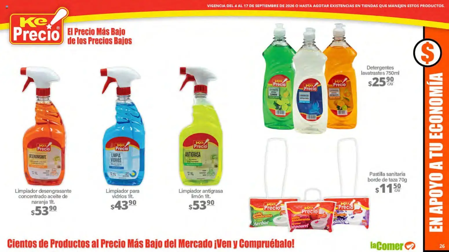 Nuevas ofertas de La Comer válidas en toda la República Mexicana desde el 04/09/2026. ¡Encuentra las mejores ofertas en La Comer folleto! | Página: 26 | Productos: Taza, Limón, Cítricos, Desengrasante