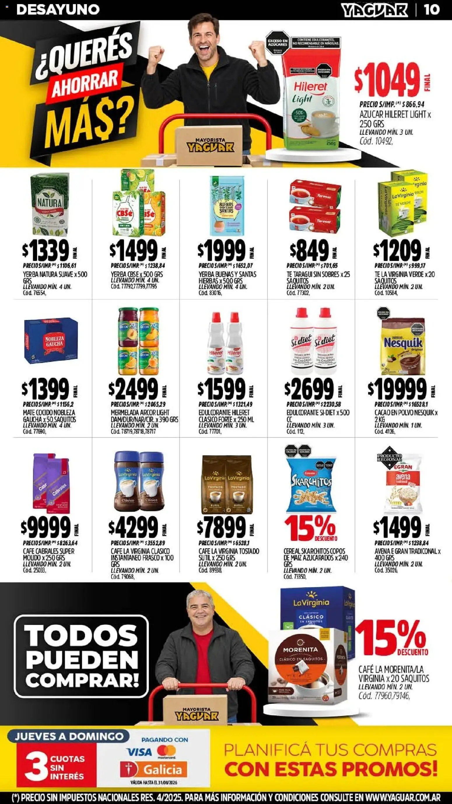 Yaguar - Oferta Semanal Neuquen │ válido desde el 24/08/2026 | Página: 10 | Productos: Polvo, Copos de maíz, Avena, Mermelada