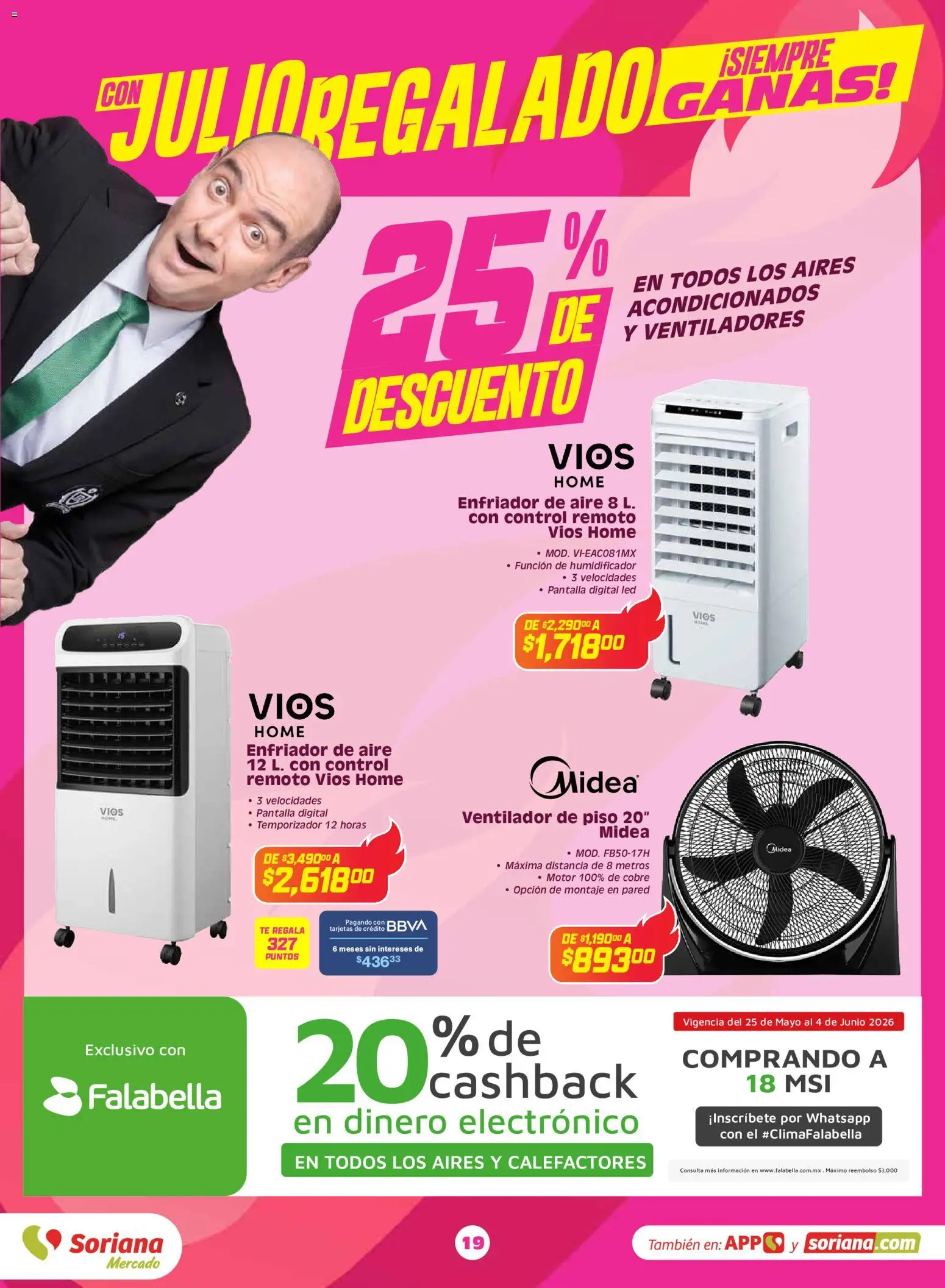 Nuevas ofertas de Soriana válidas en toda la República Mexicana desde el 03.06.2026. ¡Encuentra las mejores ofertas en Soriana Con Julio Regalado siempre ganas Mercado Nacional! | Página: 18 | Productos: Ventilador, Control remoto, Humidificador, Té