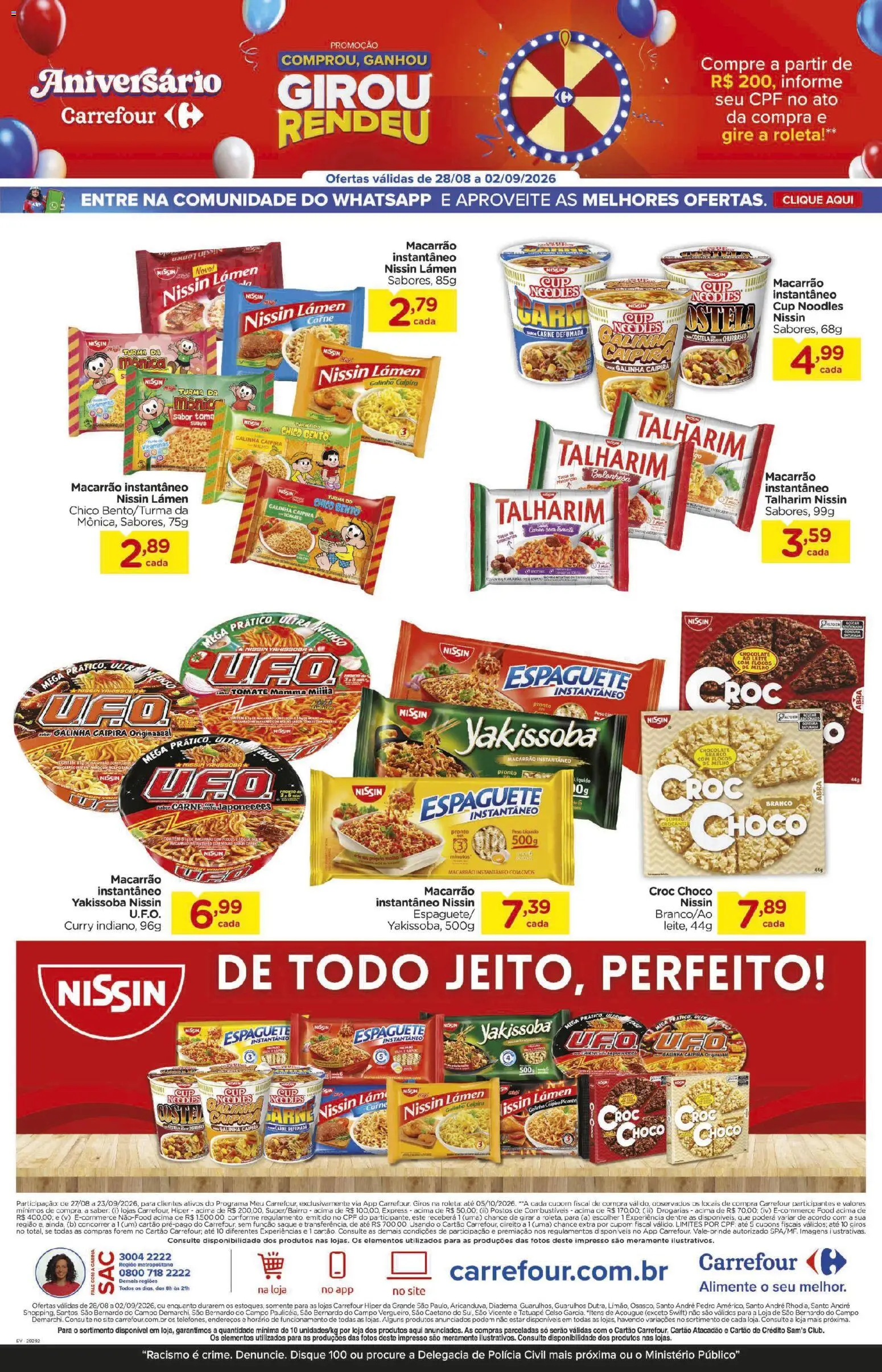 Carrefour Folheto - válido de 28/08/2026 | Página: 12 | Produtos: Talharim, Tomate, Macarrão instantâneo, Curry