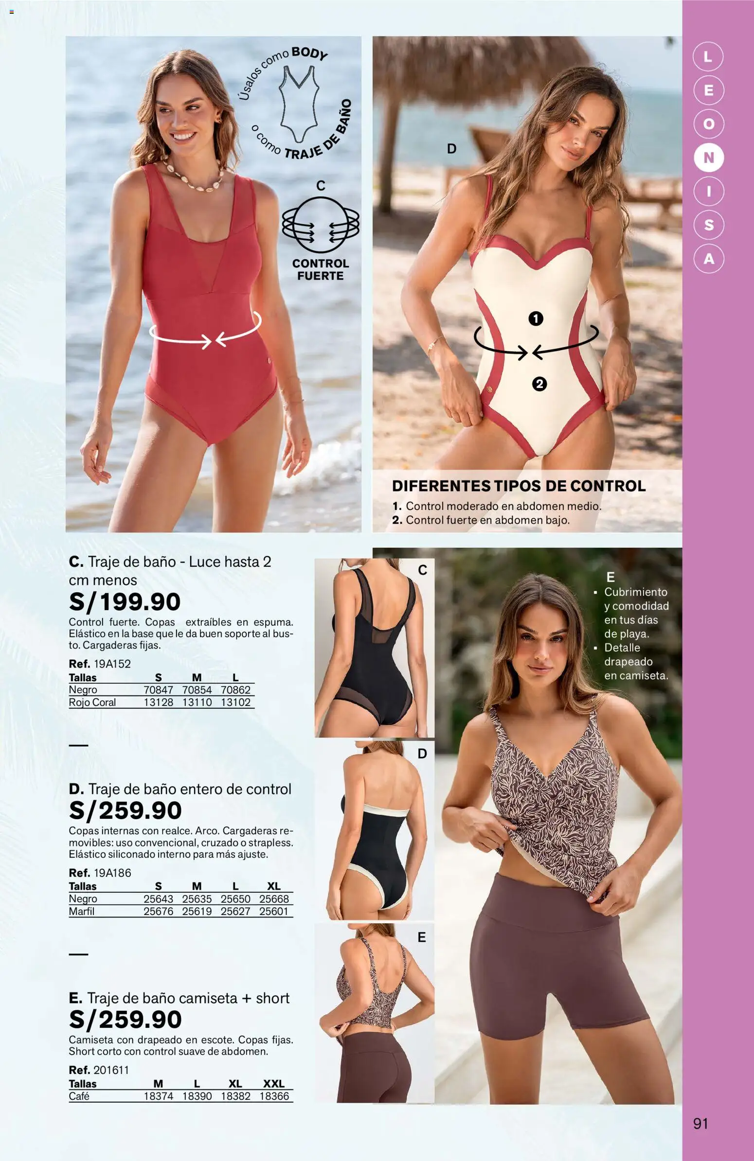 Catálogo Leonisa válido desde 04/08/2026 | Página: 91 | Productos: Baño, Café, Traje de baño, Traje