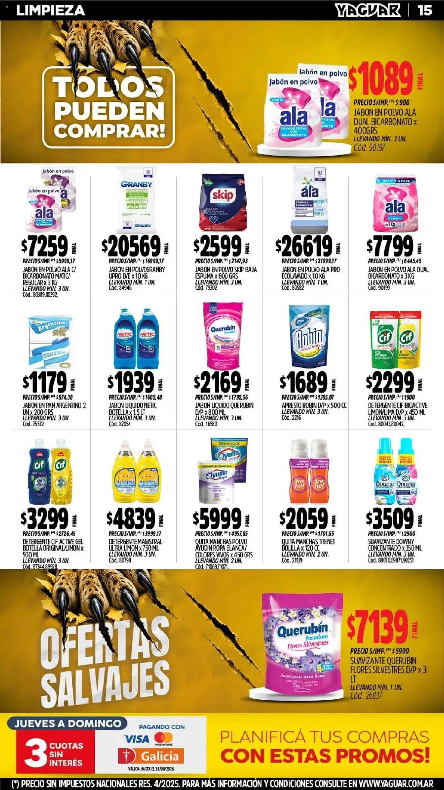 Yaguar - Oferta Semanal Parque Chacabuco │ válido desde el 03/08/2026 | Página: 16 | Productos: Botella, Jabón líquido, Limón, Suavizante