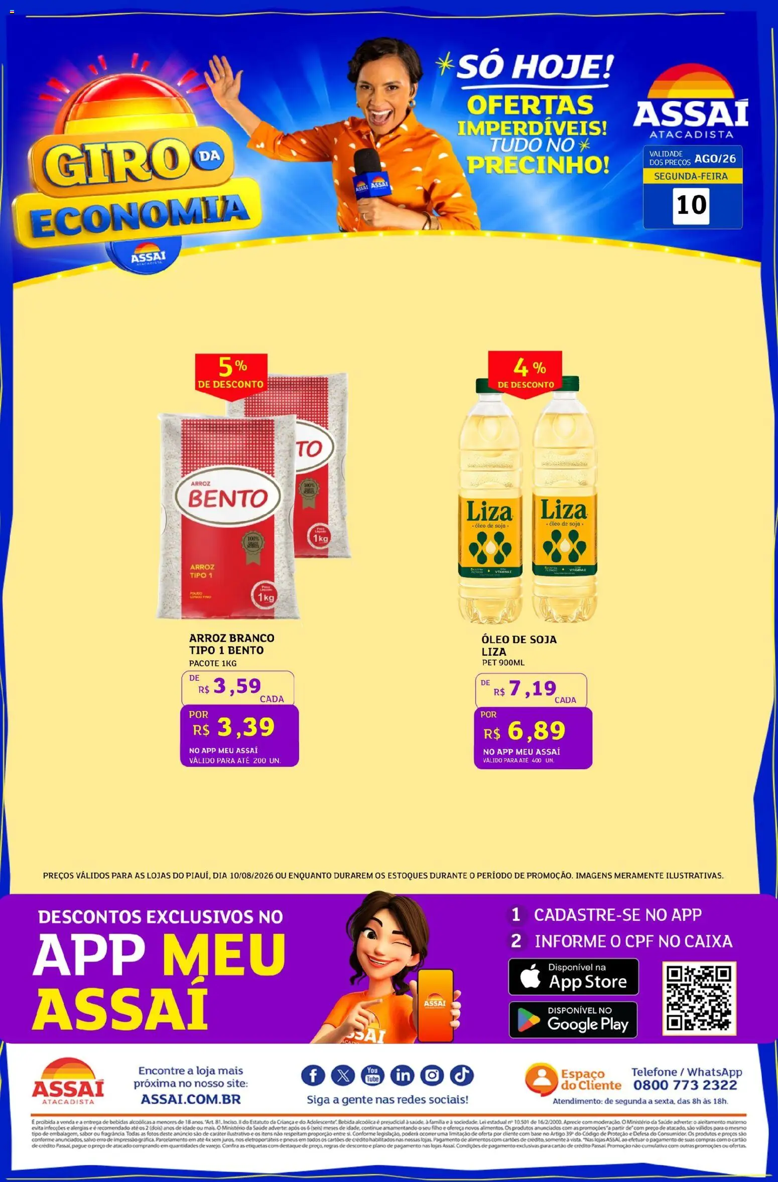 Assaí Atacadista Folheto - válido de 10/08/2026 | Página: 1 | Produtos: Óleo, Pneus, Alimentos, Bebida