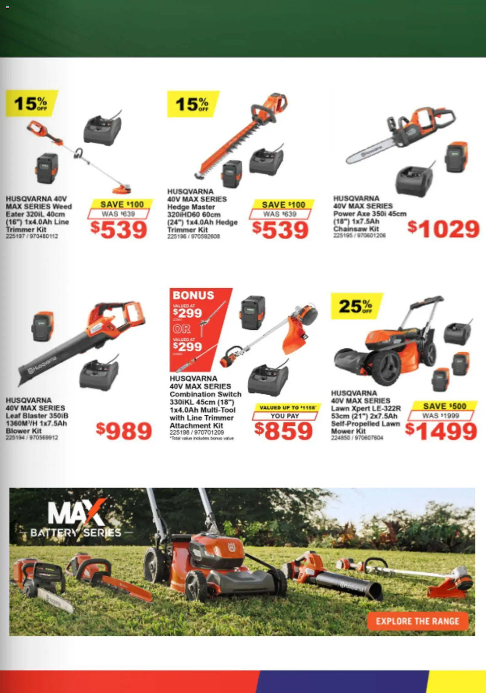Total Tools catalogue - valid from 01/10/2026 | Page: 13 | Products: Battery, Weed, Chainsaw, Mower