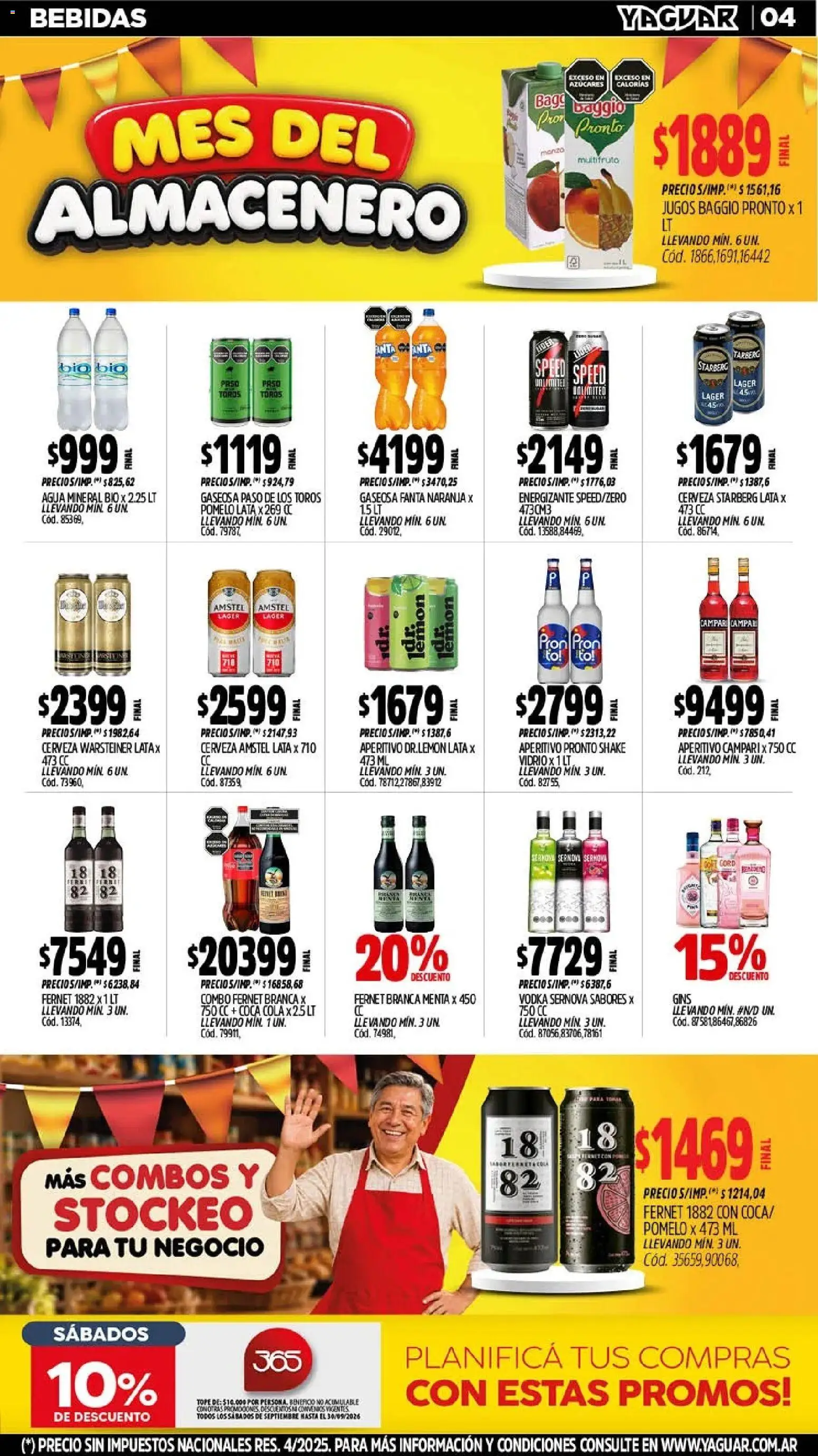 Yaguar - Oferta Semanal Neuquen │ válido desde el 28/09/2026 | Página: 4 | Productos: Fanta, Bebidas, Agua, Cerveza