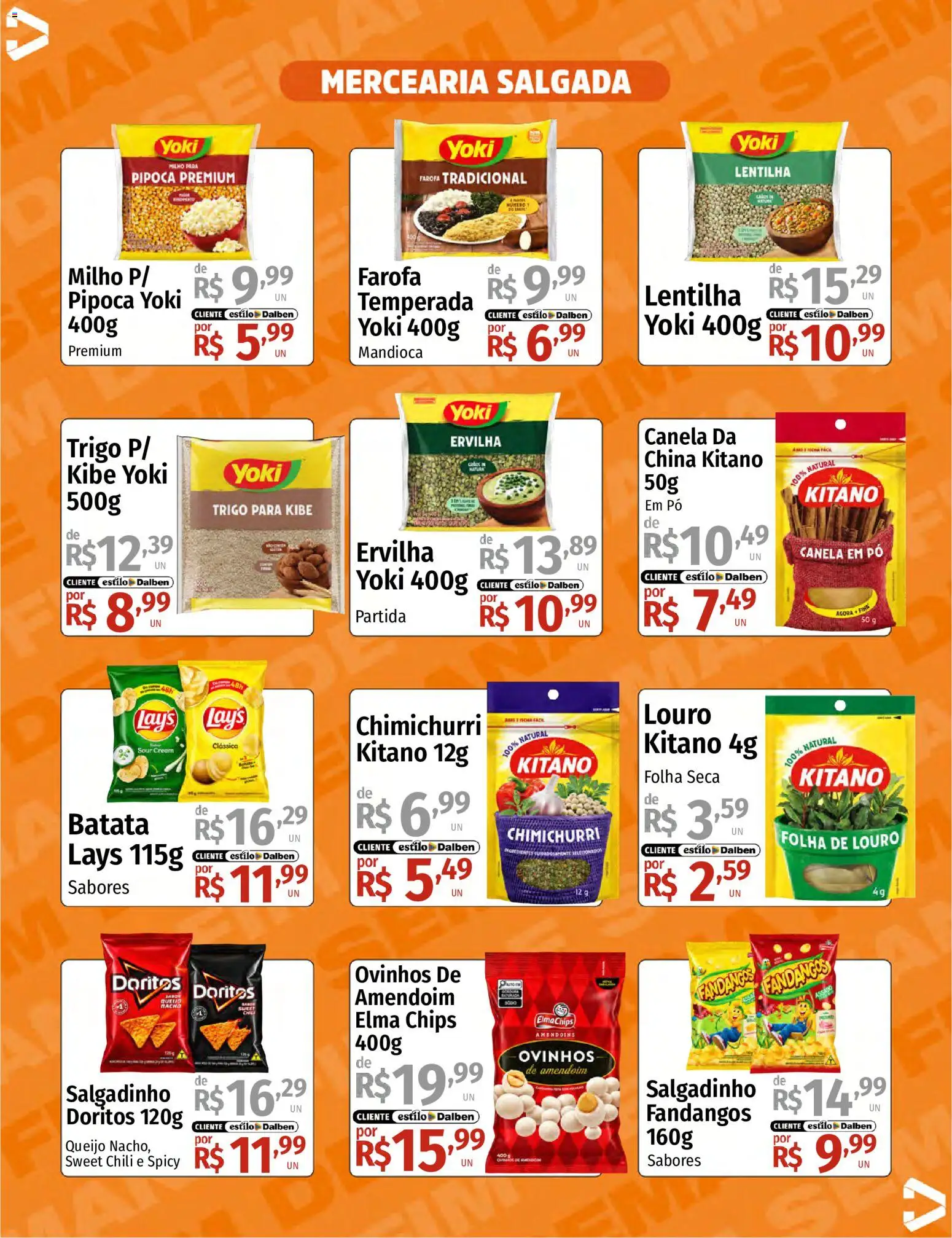 Supermercado Dalben Folheto - válido de 25/09/2026 | Página: 8 | Produtos: Mandioca, Elma Chips, Queijo, Batata