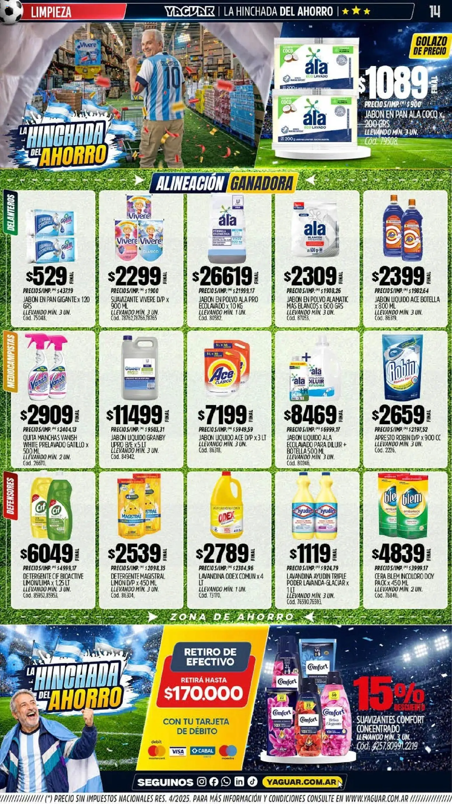 Yaguar - Oferta Semanal Santa Fé │ válido desde el 15.06.2026 | Página: 13 | Productos: Polvo, Jabón, Pan, Suavizante