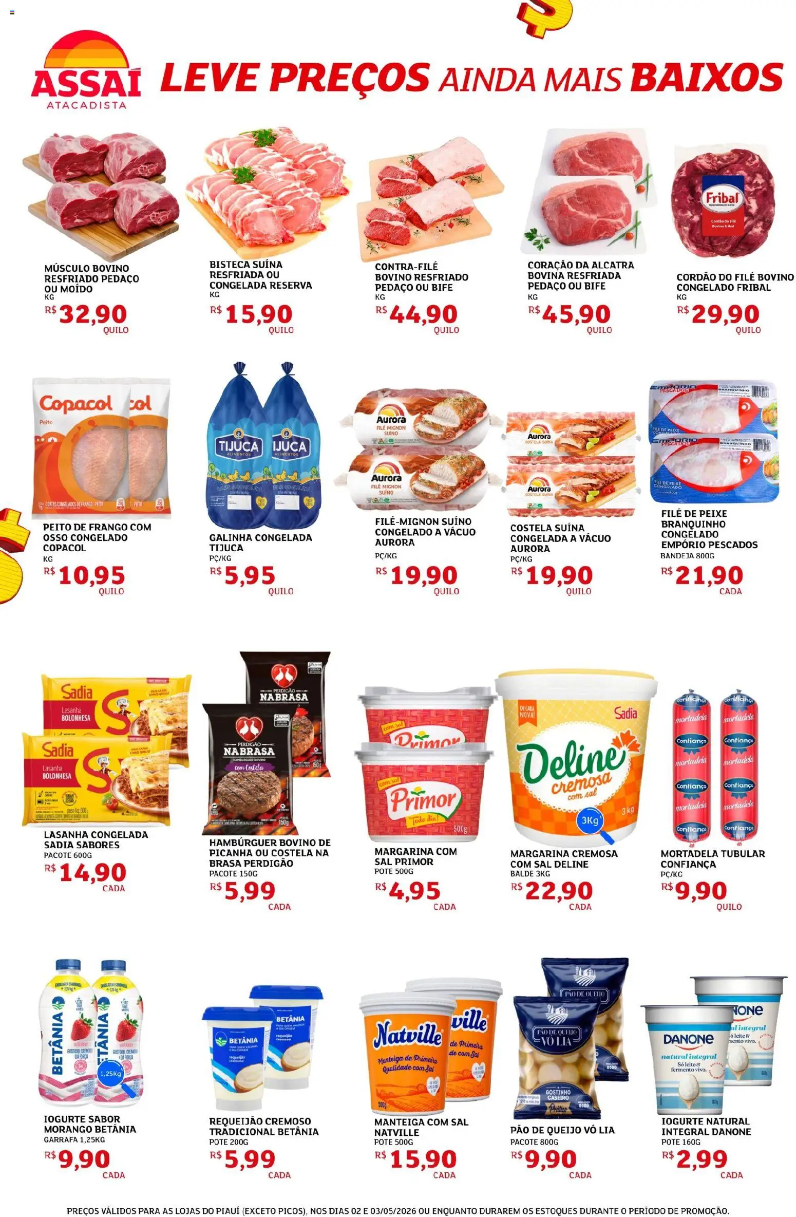 Assaí Atacadista Folheto - válido de 02.05.2026 | Página: 2 | Produtos: Manteiga, Hambúrguer, Lasanha, Sal