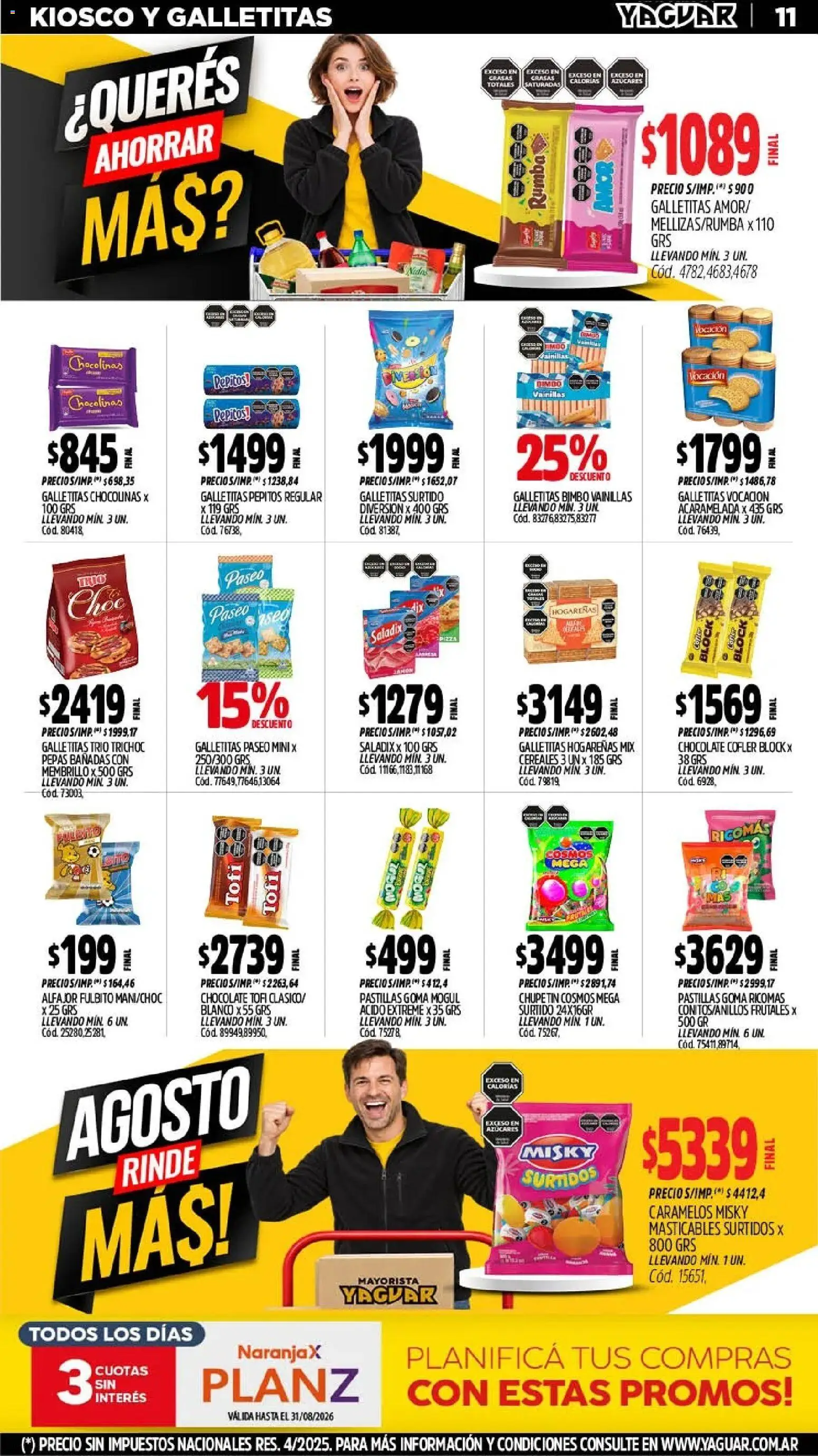Yaguar - Oferta Semanal Salta │ válido desde el 17/07/2026 | Página: 13 | Productos: Galletitas, Chocolate, Pizza, Cereales