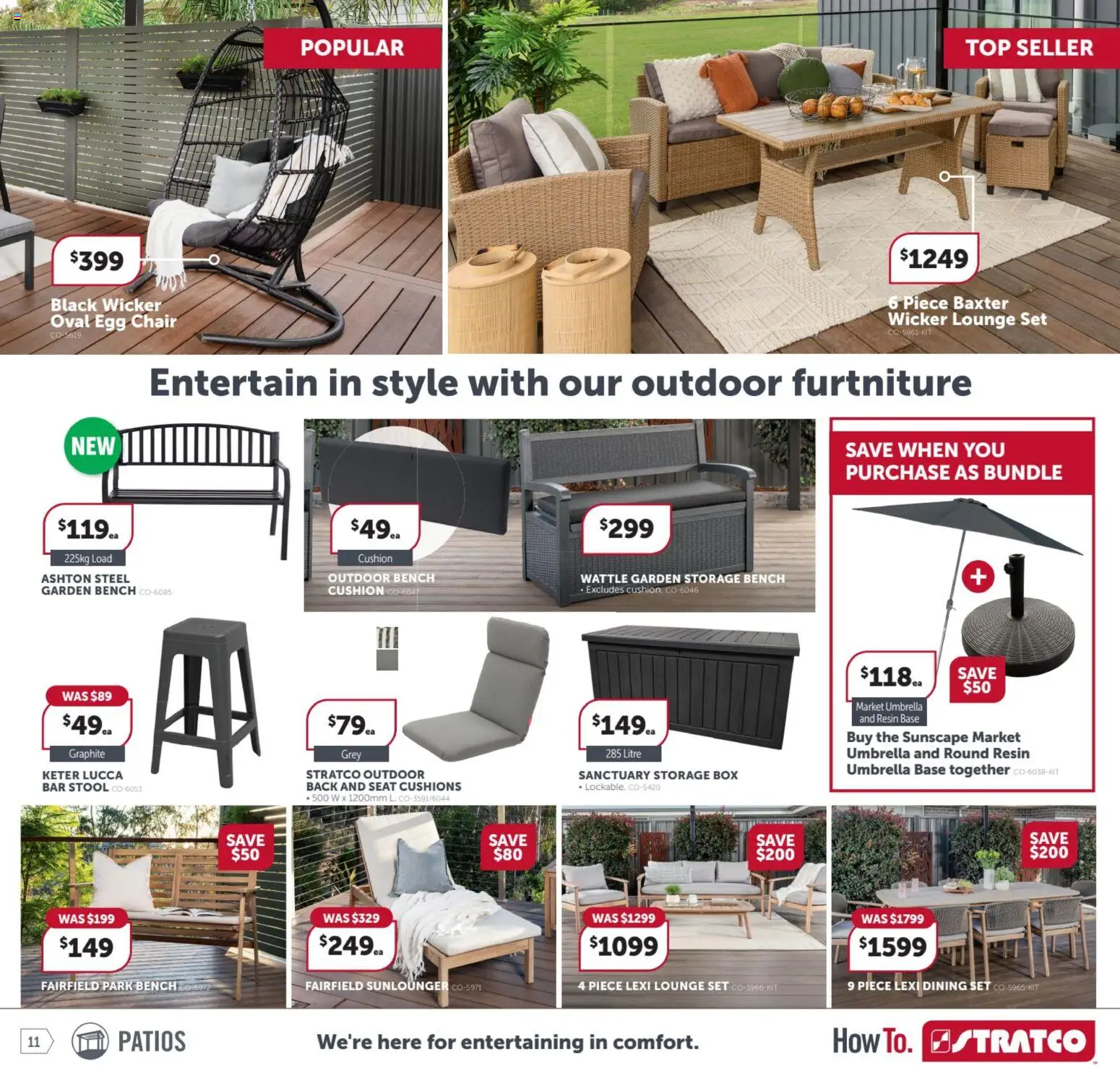 Stratco catalogue - valid from 17.04.2026 | Page: 11 | Products: Box, Stool, Umbrella, Bench