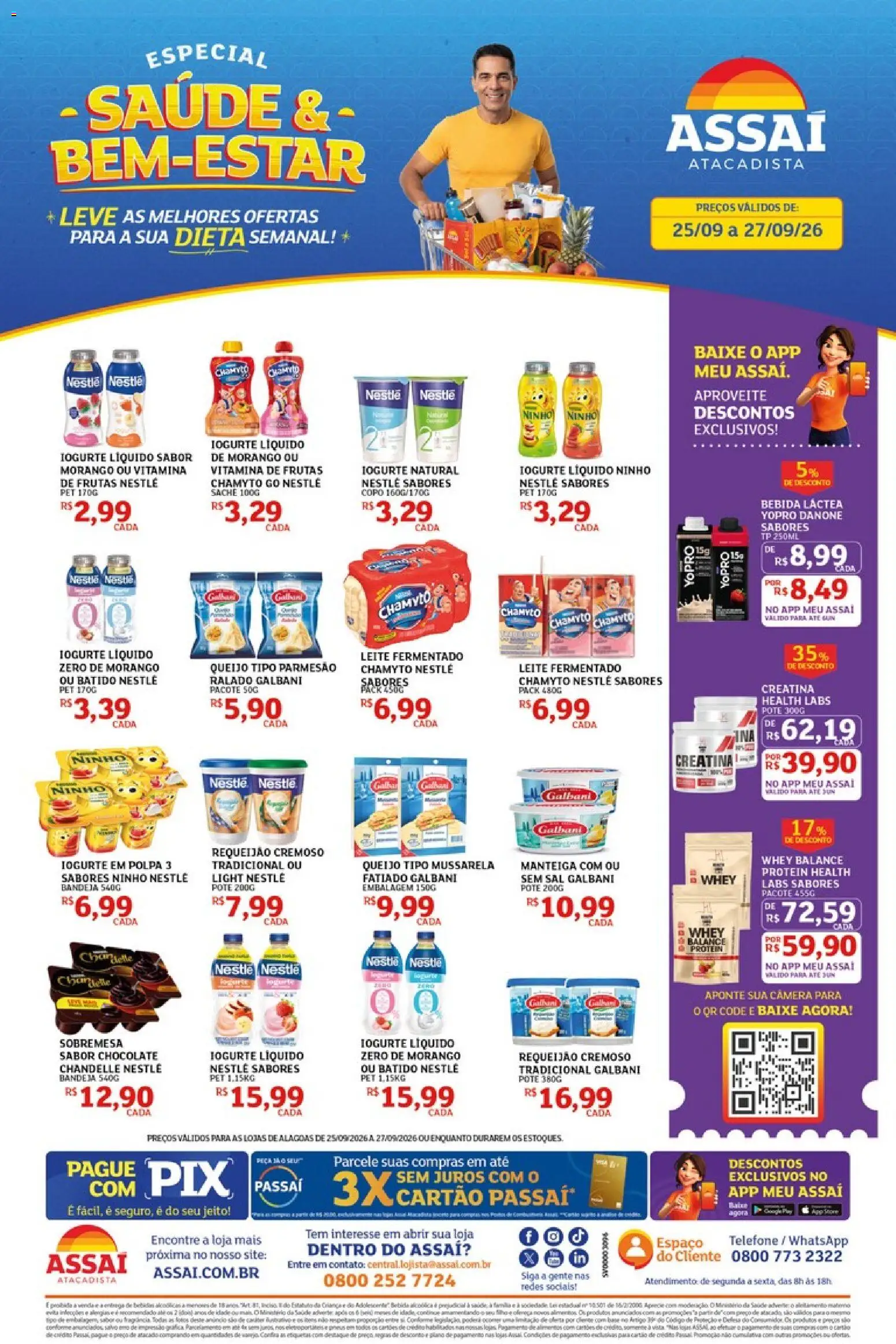Assaí Atacadista Folheto - válido de 25/09/2026 | Página: 1 | Produtos: Frutas, Queijo, Chocolate, Telefone