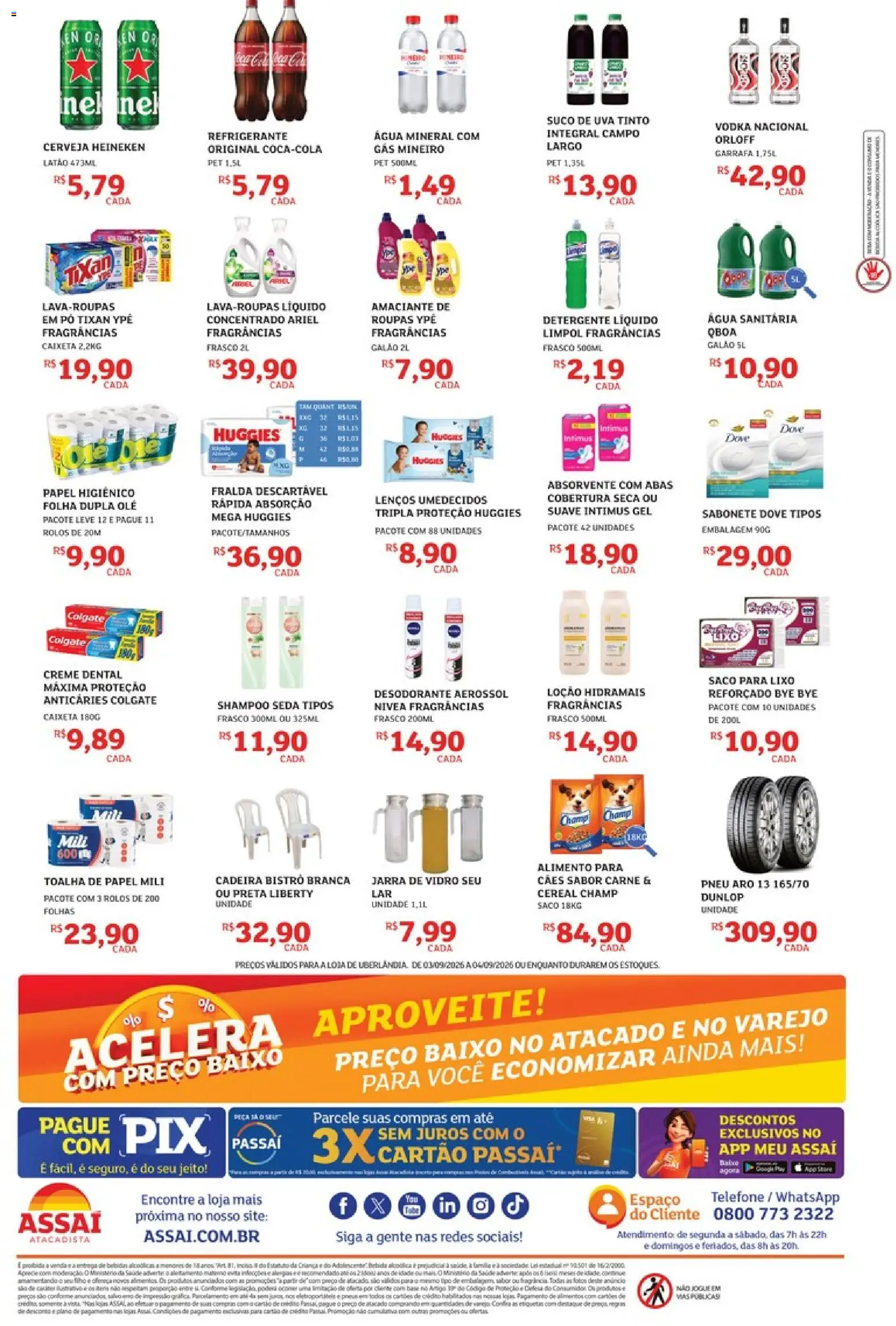 Assaí Atacadista Folheto - válido de 03/09/2026 | Página: 2 | Produtos: Saco para lixo, Pneu, Telefone, Água sanitária