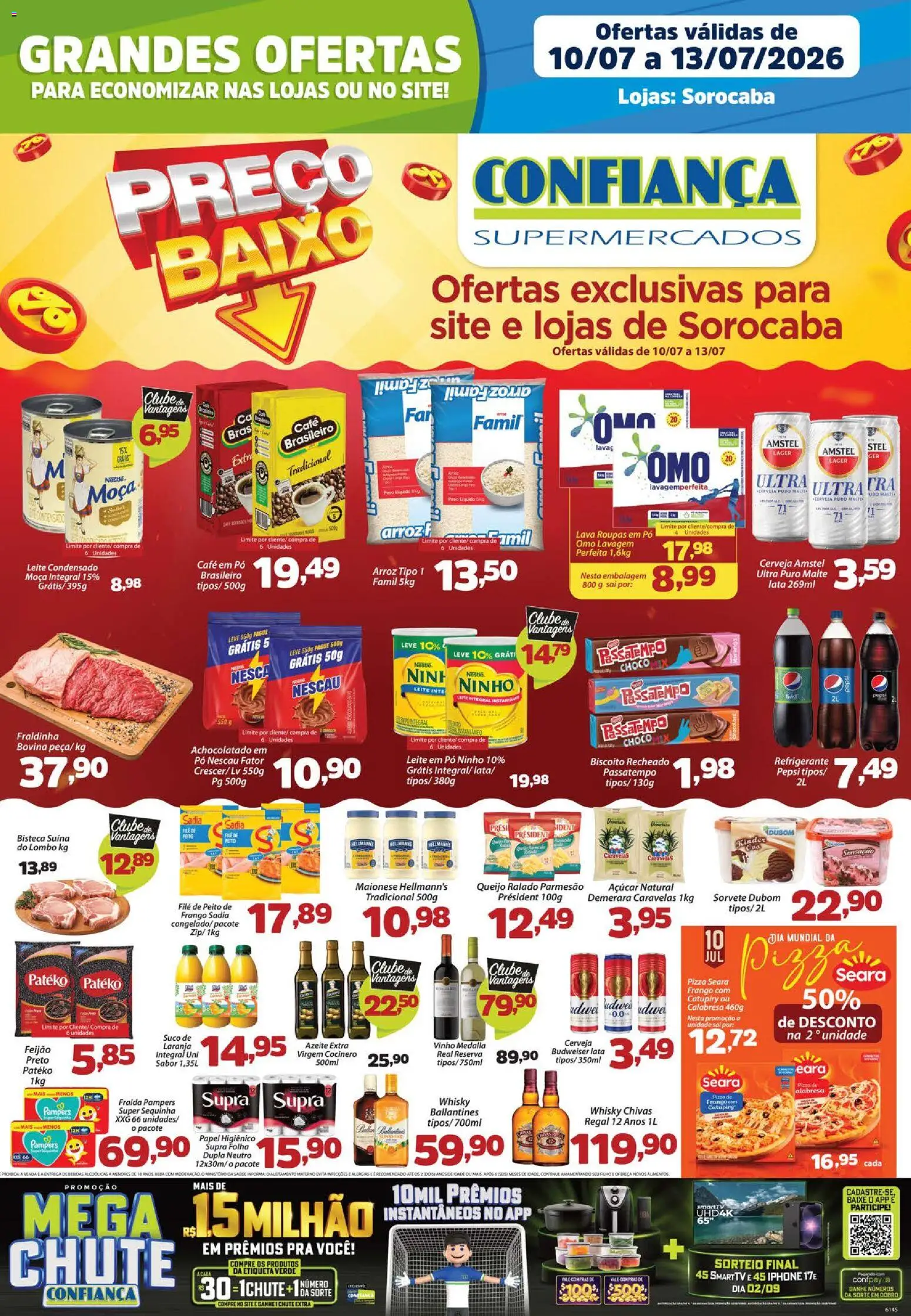 Confiança Folheto - válido de 10/07/2026 | Página: 1 | Produtos: Nescau, Queijo, Baixo, Papel higiênico