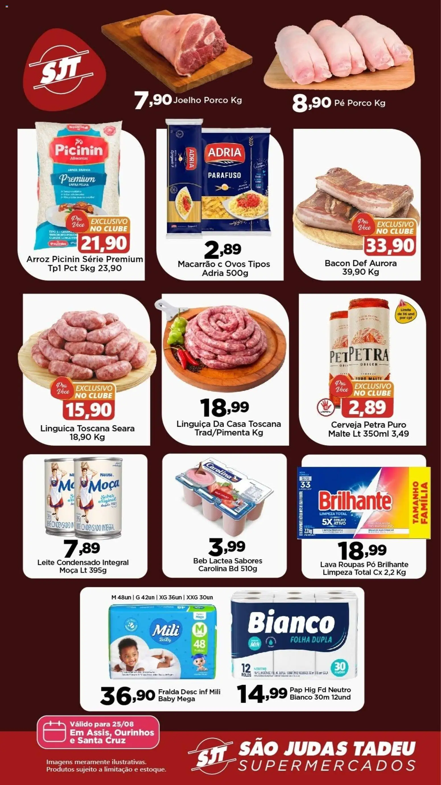 São Judas Tadeu Folheto - válido de 25/08/2026 | Página: 2 | Produtos: Pó, Linguiça, Cerveja, Macarrão