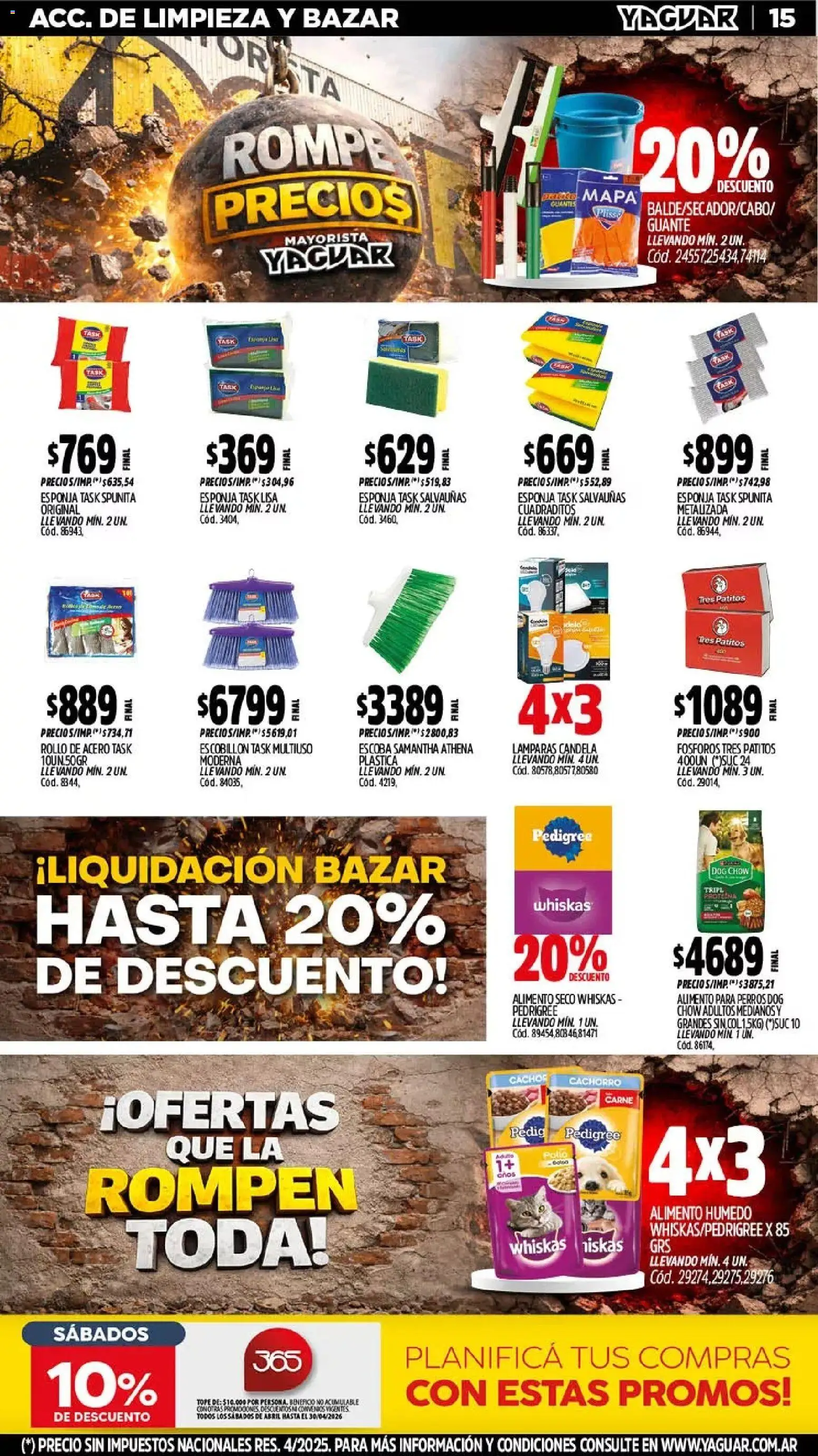 Yaguar catálogo │ válido desde el 13.04.2026 | Página: 15 | Productos: Fósforos, Esponja, Escobillon, Escoba