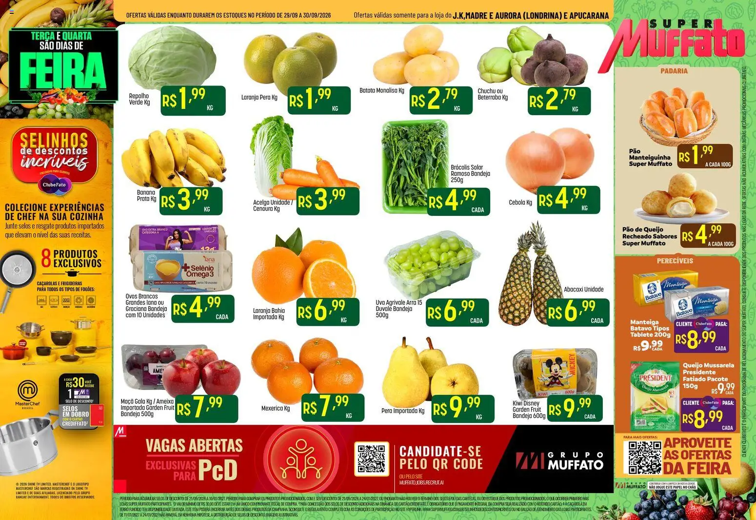 Super Muffato Folheto - válido de 29/09/2026 | Página: 1 | Produtos: Mexerica, Cebola, Manteiga, Mussarela