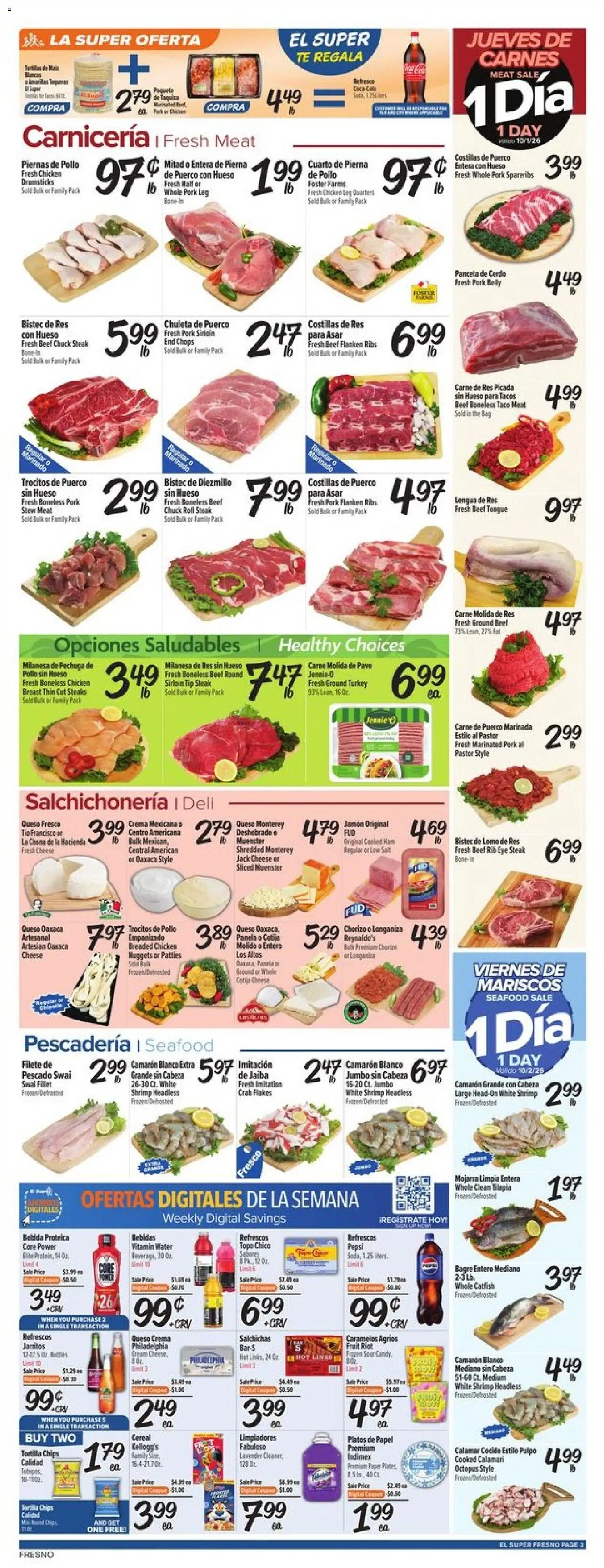 El Super Weekly Ad - valid from 09/30/2026 | Page: 3 | Products: Turkey, Ground turkey, Cream, Steak