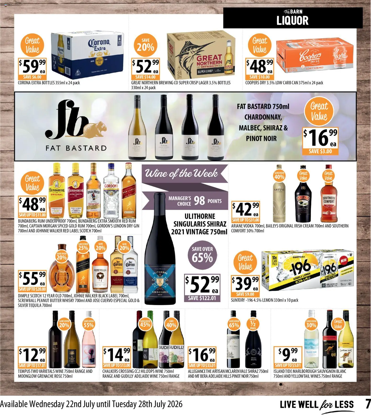 Supabarn catalogue - valid from 22/07/2026 | Page: 7 | Products: Gin, Vodka, Rum, Scotch
