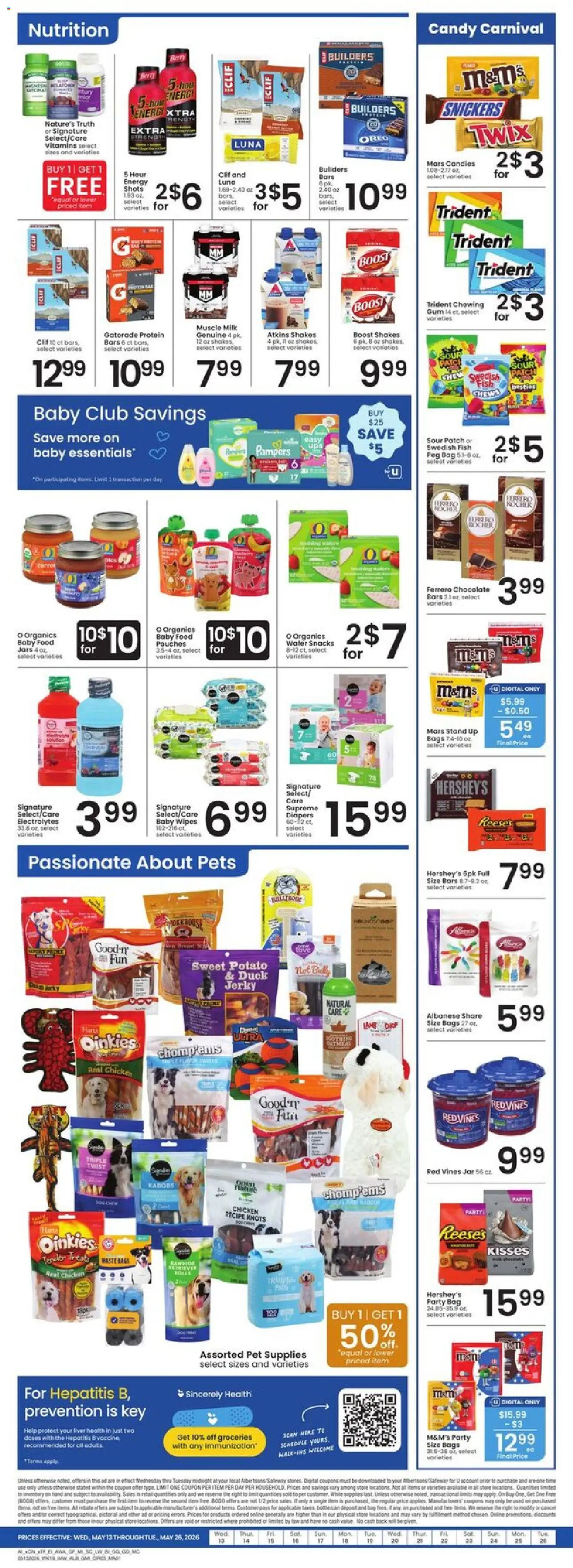 Albertsons Weekly Ad - valid from 20.05.2026 | Page: 5 | Products: Milk, Fish, Baby food, Bag