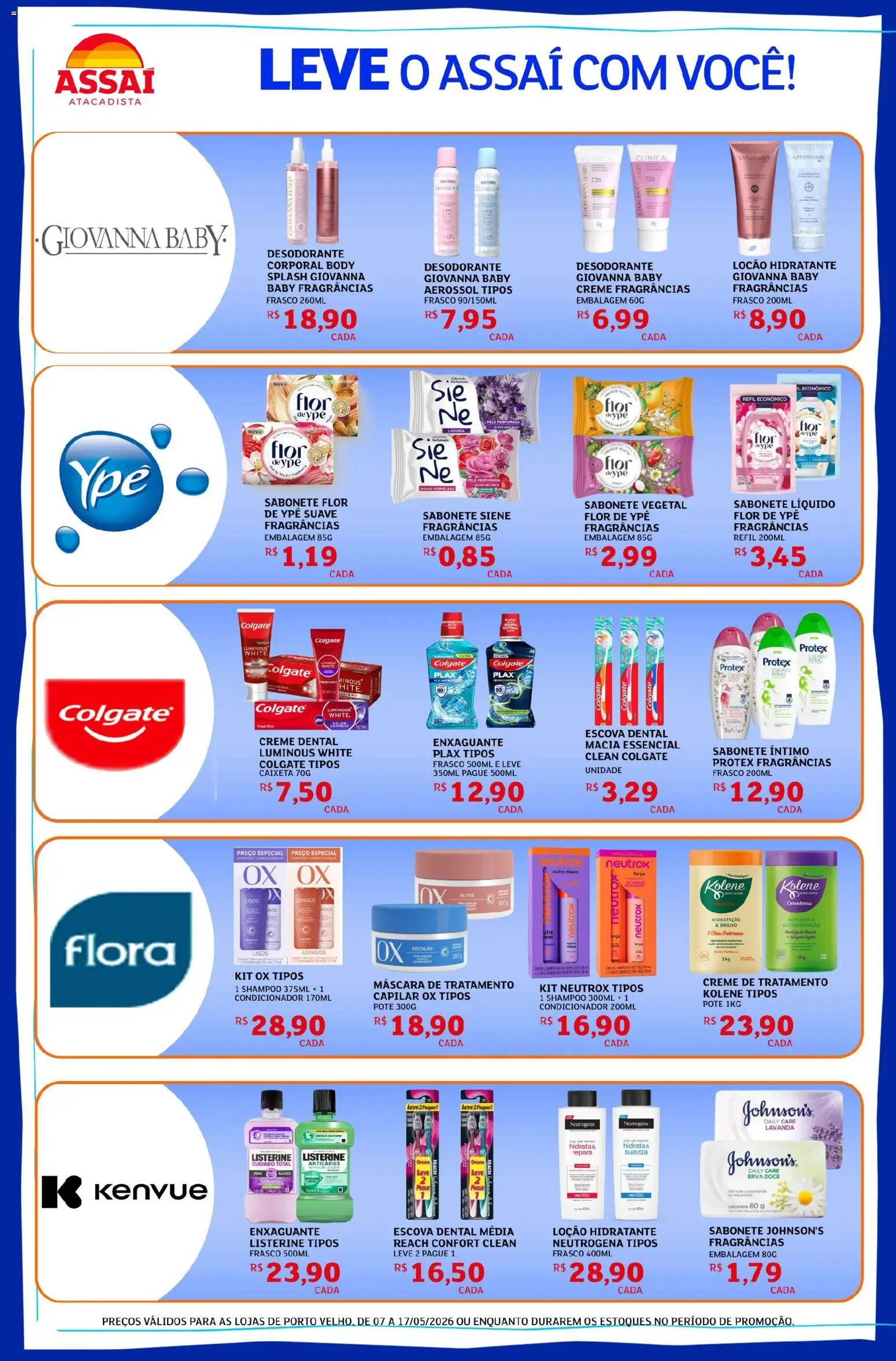 Assaí Atacadista Folheto - válido de 08.05.2026 | Página: 2 | Produtos: Escova, Sabonete, Creme dental, Sabonete líquido