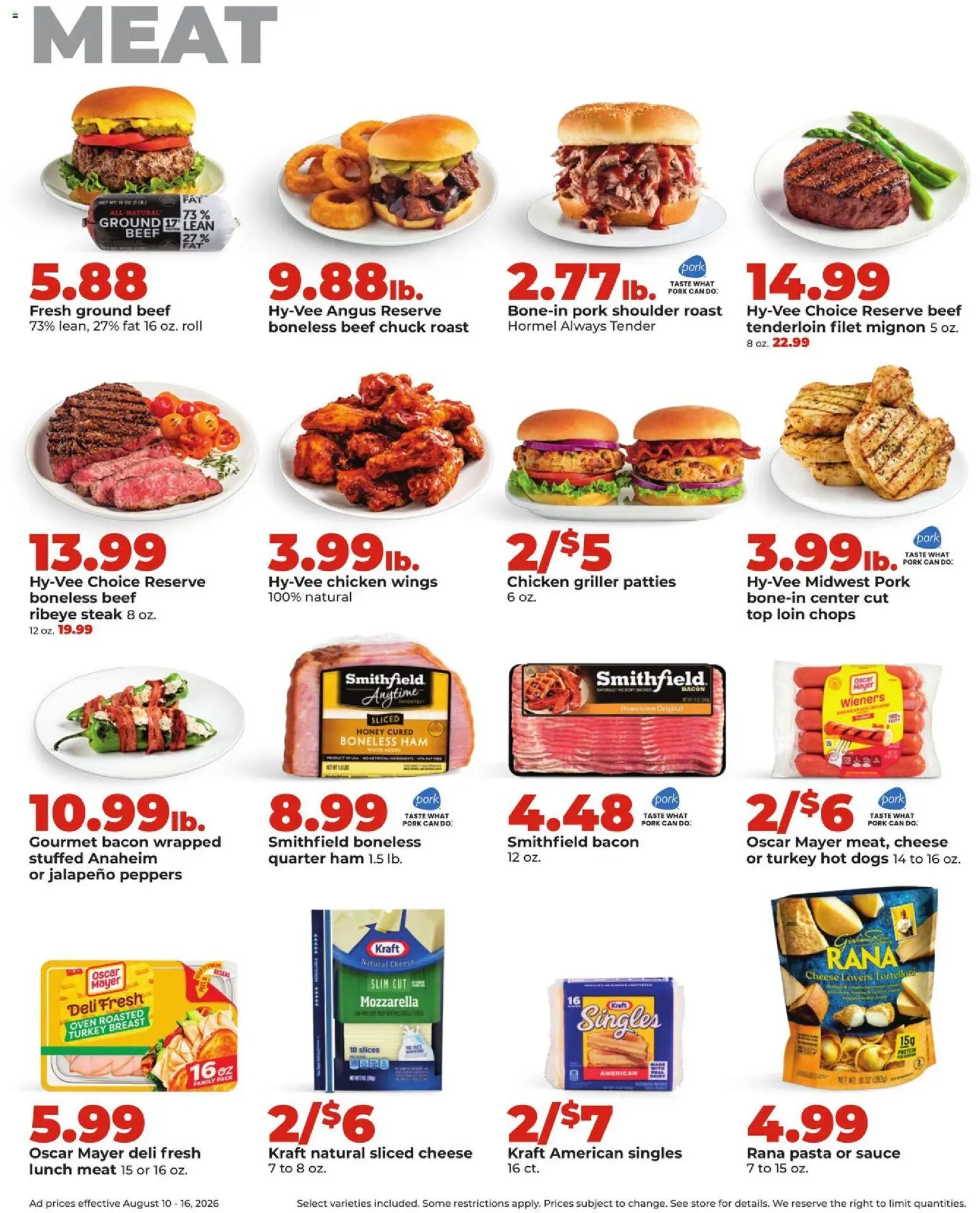 HyVee Weekly Ad - valid from 08/10/2026 | Page: 13 | Products: Ham, Beef chuck, Steak, Filet