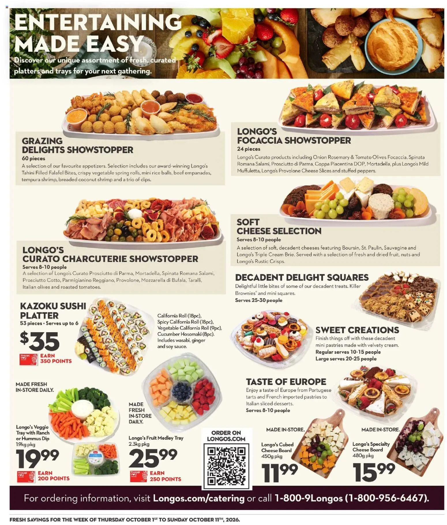 Longo's flyer valid from Oct 1, 2026 | Page: 18 | Products: Nuts, Fruit, Cucumber, Cheese