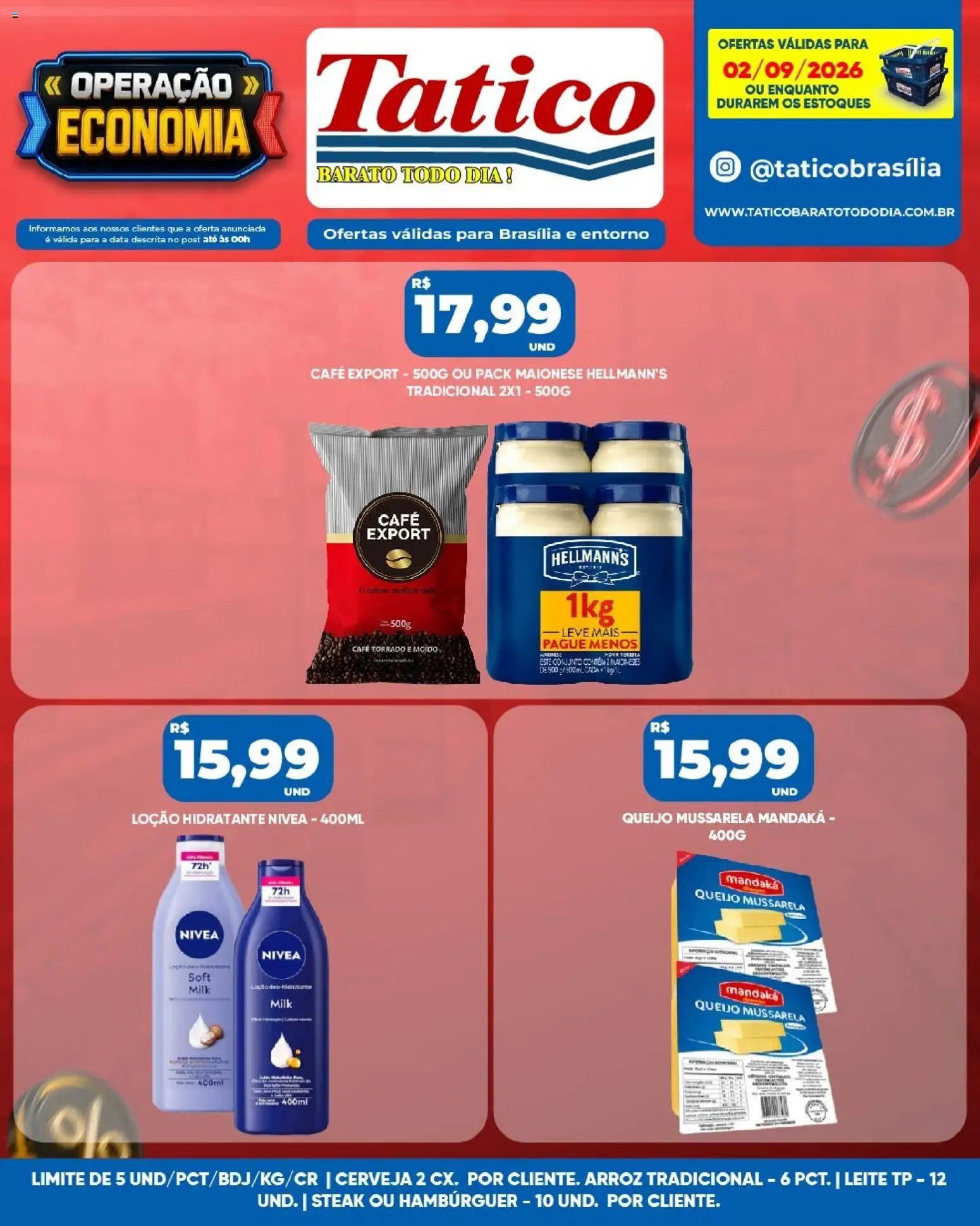 Tatico Folheto - válido de 03/09/2026 | Página: 20 | Produtos: Leite, Café, Maionese, Mussarela