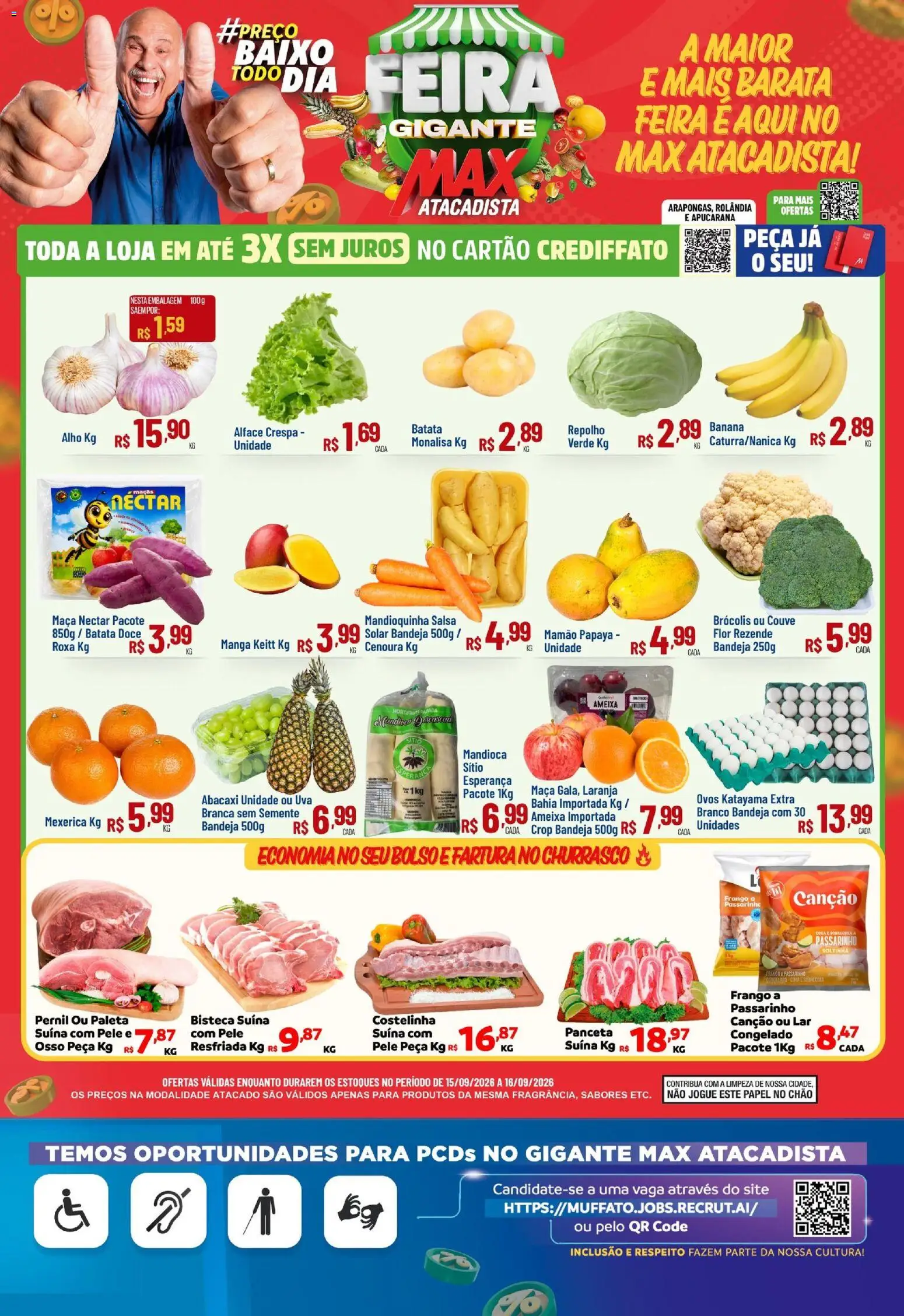 Max Atacadista Folheto - válido de 15/09/2026 | Página: 1 | Produtos: Mandioca, Repolho, Baixo, Frango