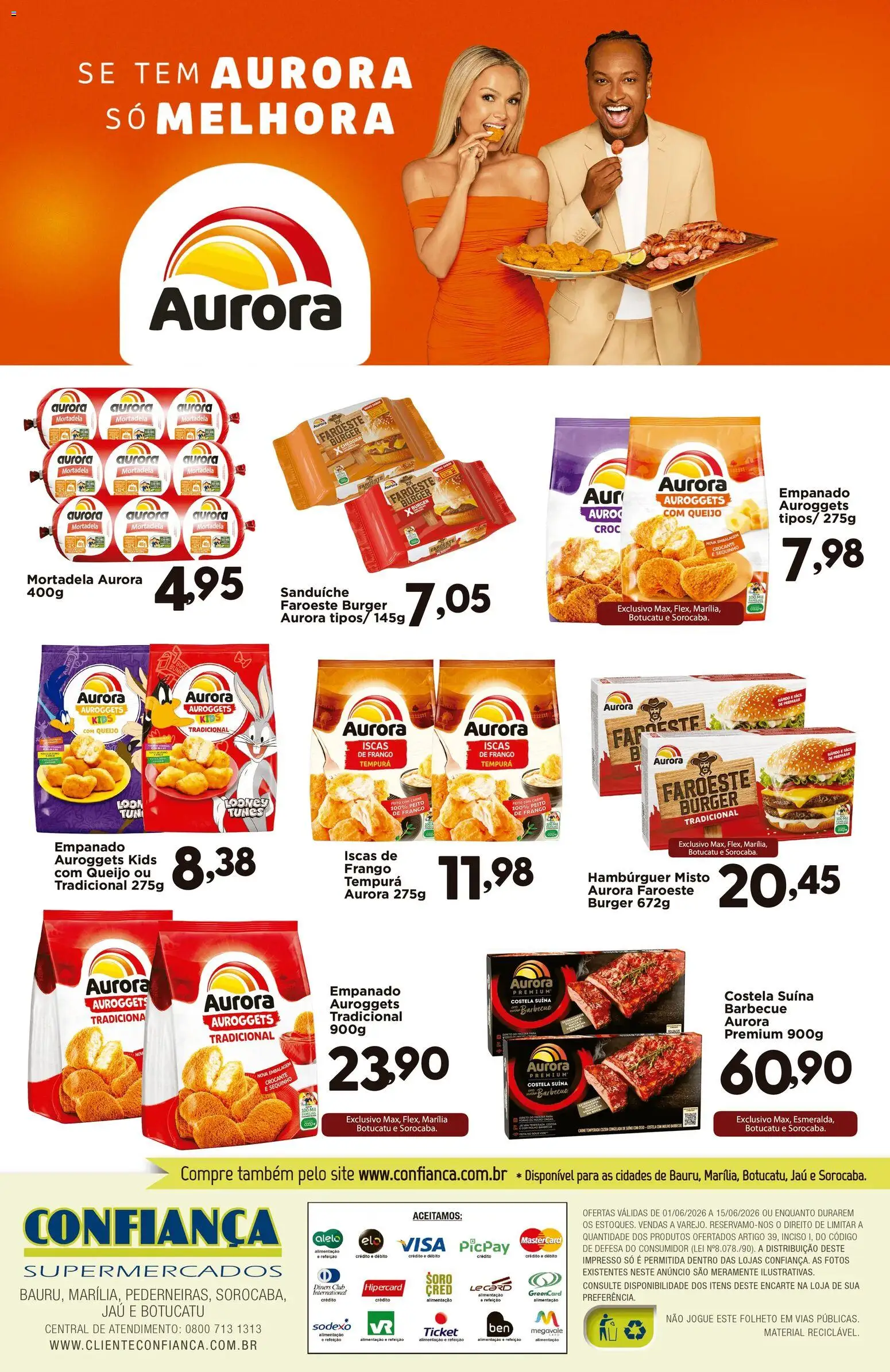Confiança Folheto - válido de 01.06.2026 | Página: 2 | Produtos: Mortadela, Sanduíche, Carne, Hambúrguer