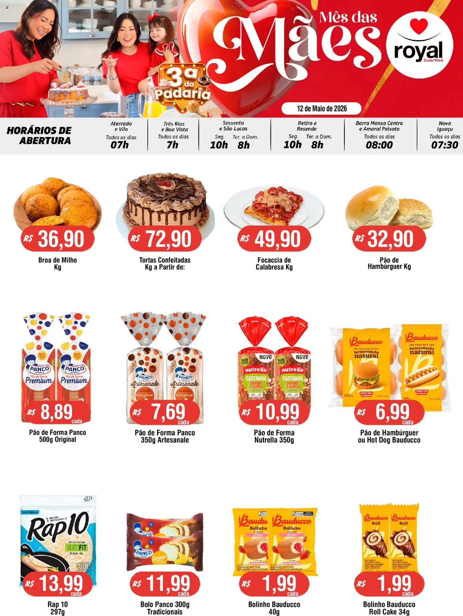 Royal Supermercados Folheto - válido de 12.05.2026 | Página: 1 | Produtos: Maiô, Pão, Chocolate, Bolo