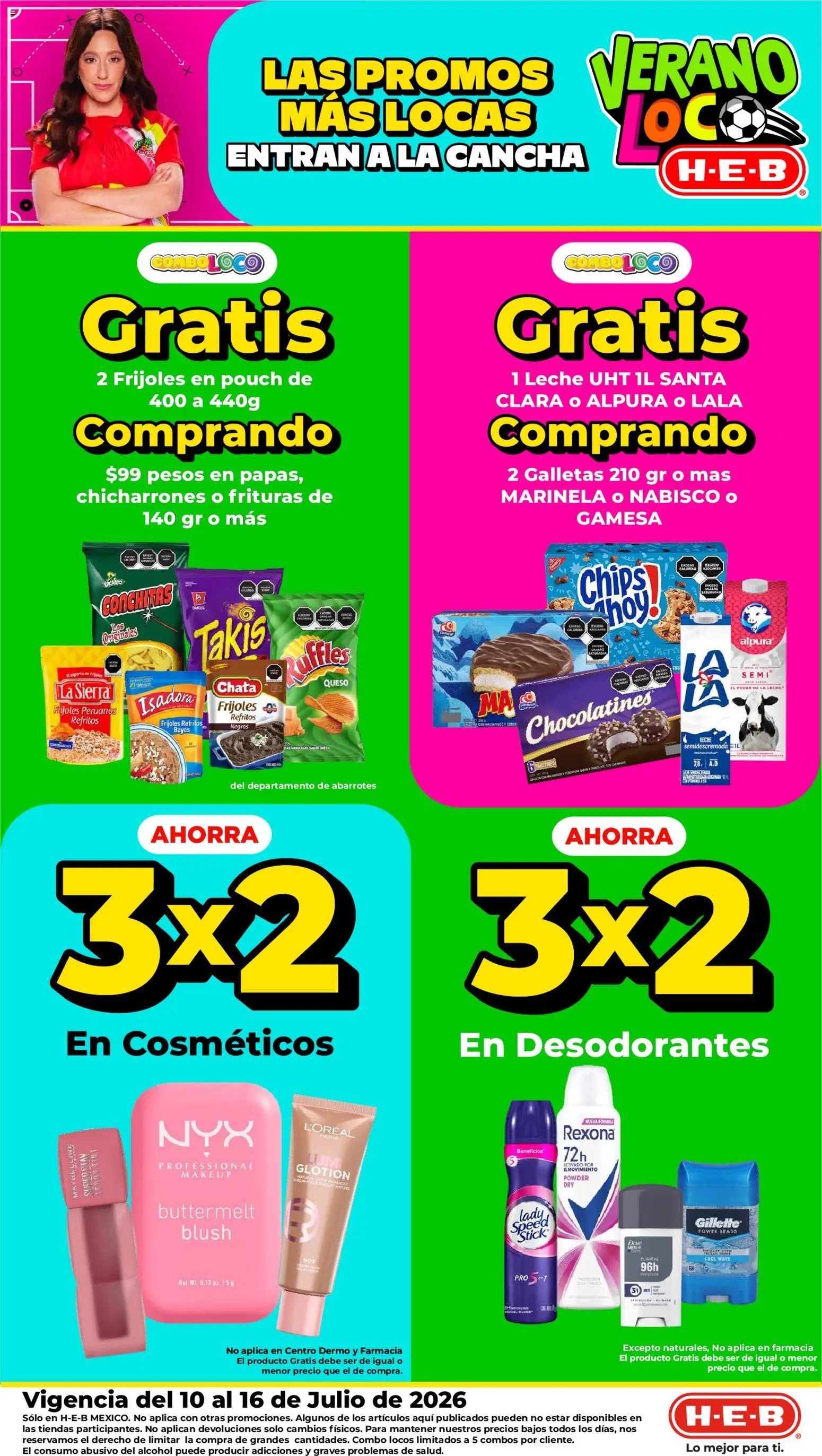 Nuevas ofertas de H-E-B válidas en toda la República Mexicana desde el 10/07/2026. ¡Encuentra las mejores ofertas en H-E-B folleto! | Página: 1 | Productos: Leche, Queso, Galletas, Sierra