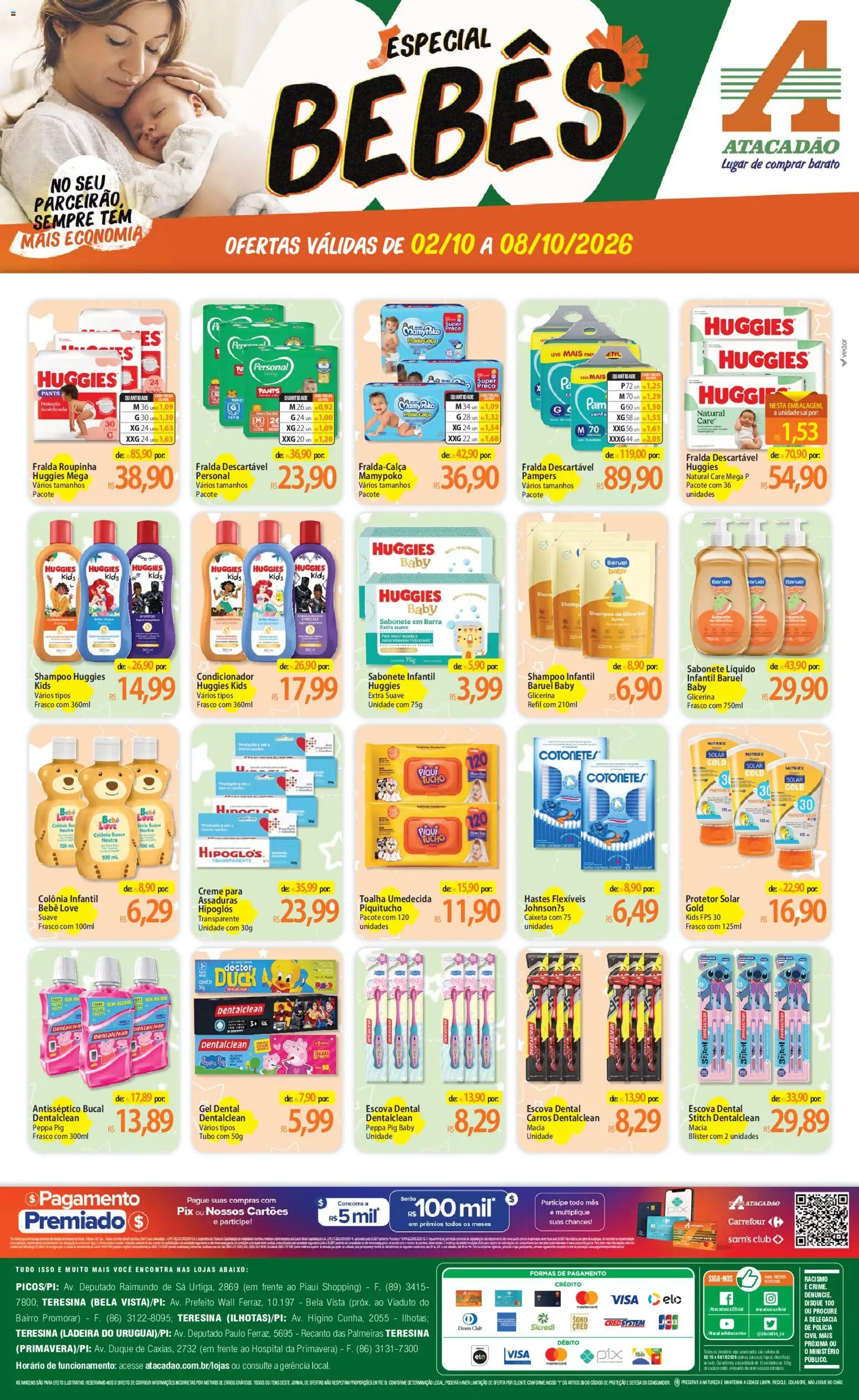 Atacadão Folheto - válido de 02/10/2026 | Página: 1 | Produtos: Shampoo, Hipoglós, Condicionador, Shampoo infantil