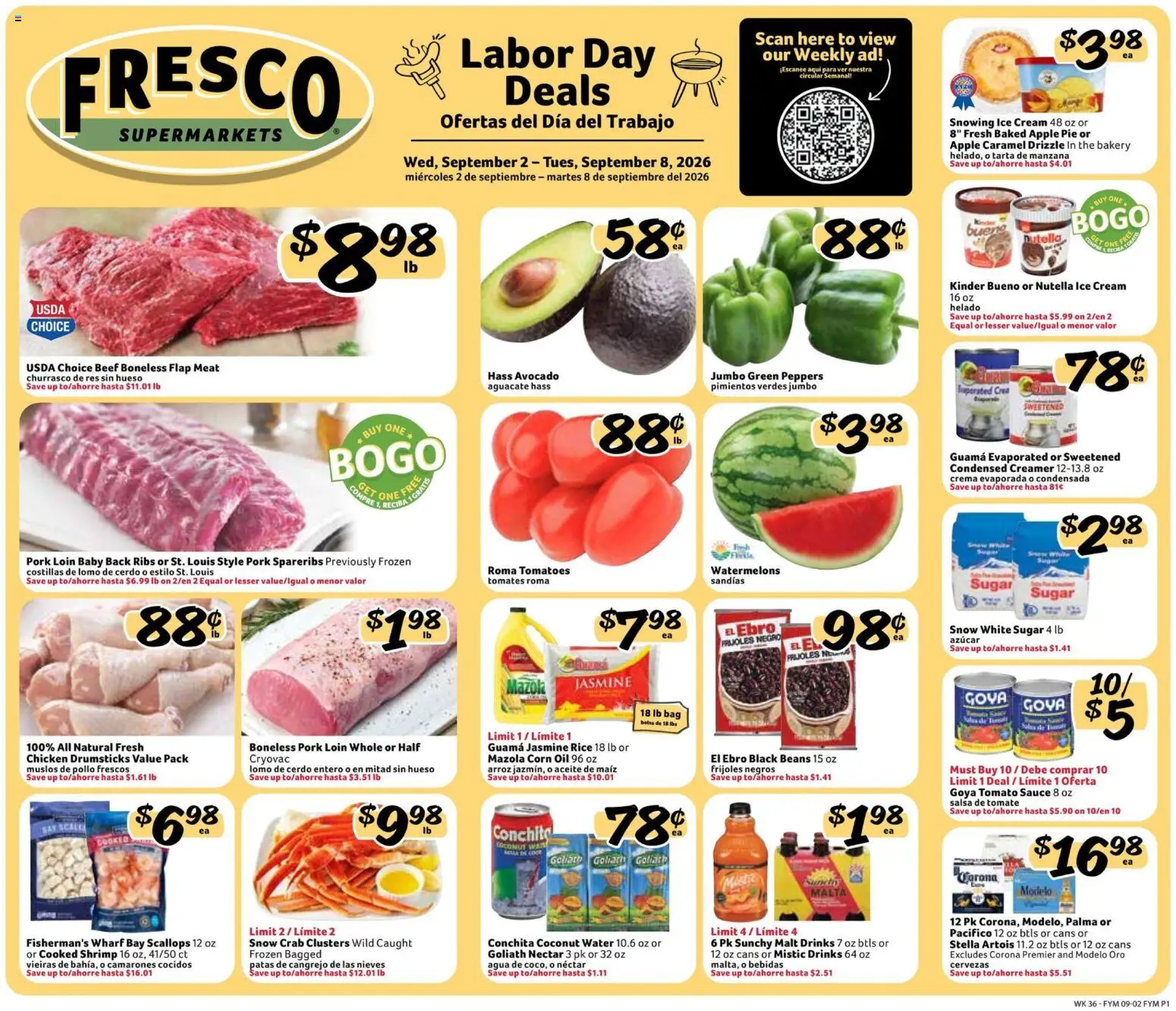 Fresco y Más Weekly Ad - valid from 09/02/2026 | Page: 1 | Products: Oil, Avocado, Drumsticks, Tomato