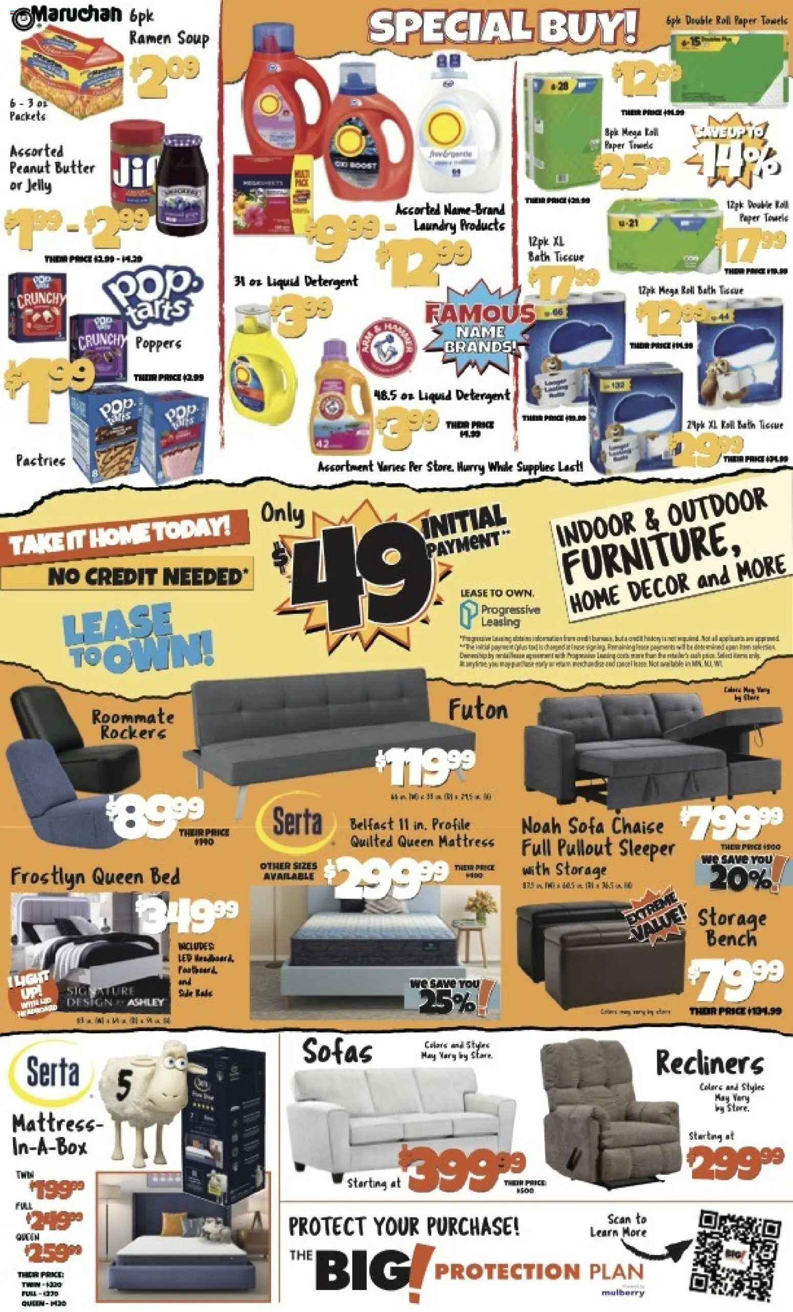 Big Lots Weekly Ad - valid from 08/06/2026 | Page: 2 | Products: Mattress, Sofa, Bath, Paper towels