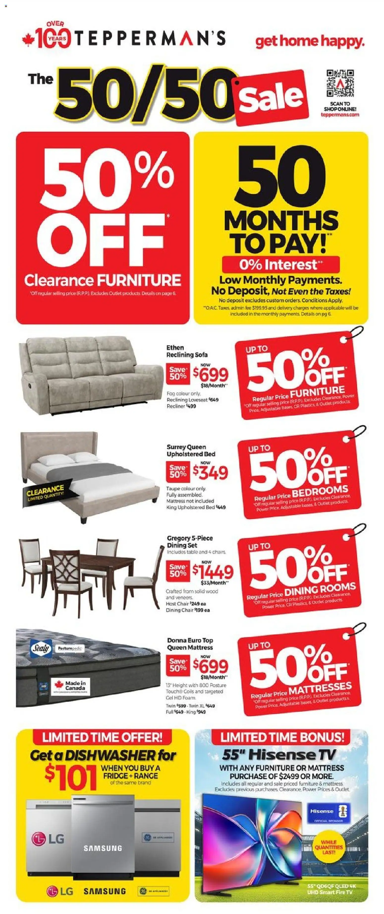 Tepperman's flyer valid from 05.06.2026 | Page: 1 | Products: Tv, Mattress, Table, Chair