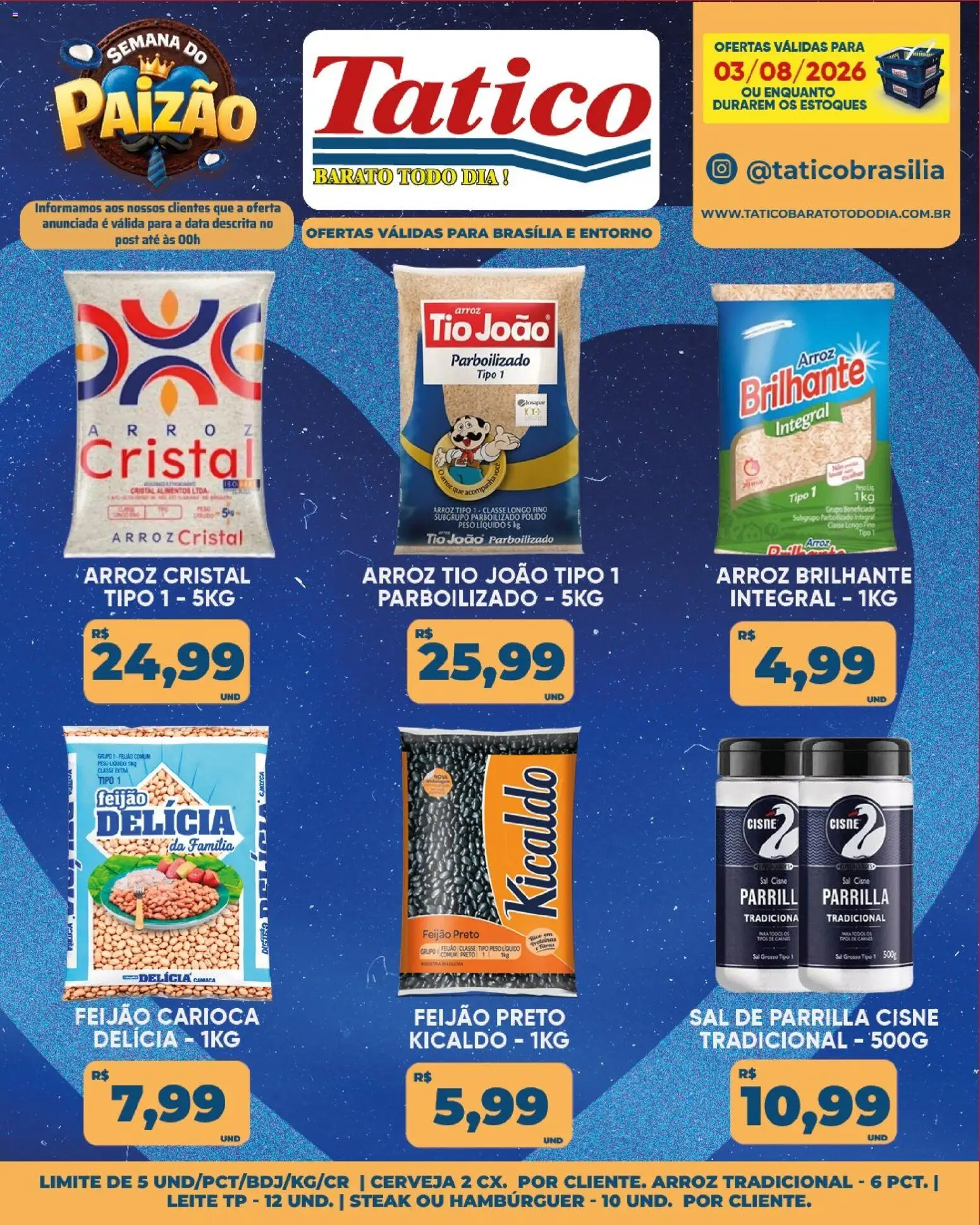 Tatico Folheto - válido de 03/08/2026 | Página: 15 | Produtos: Feijão, Leite, Cerveja, Hambúrguer