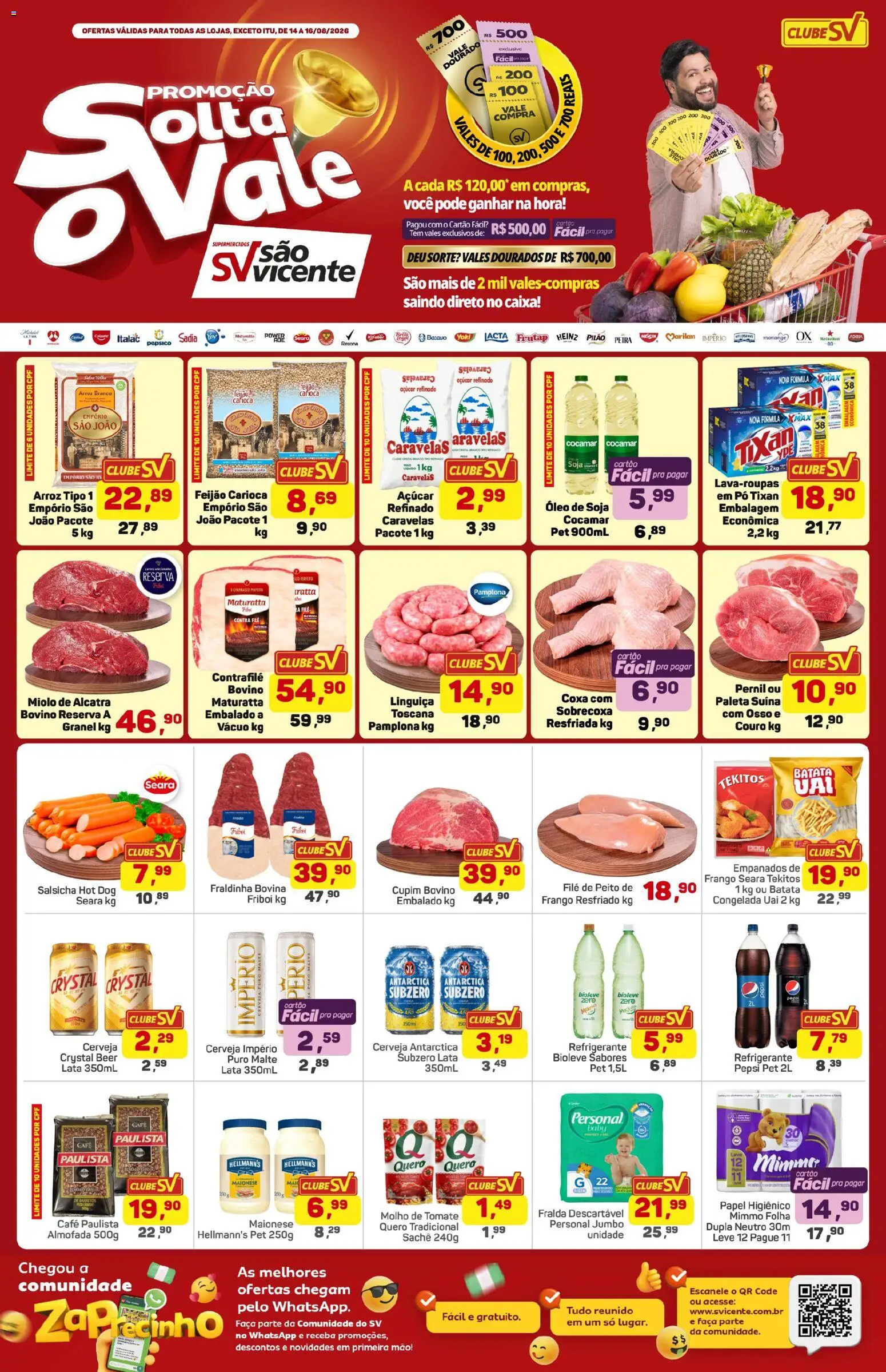 Supermercados São Vicente Folheto - válido de 14/08/2026 | Página: 1 | Produtos: Pó, Caixa, Arroz, Papel higiênico