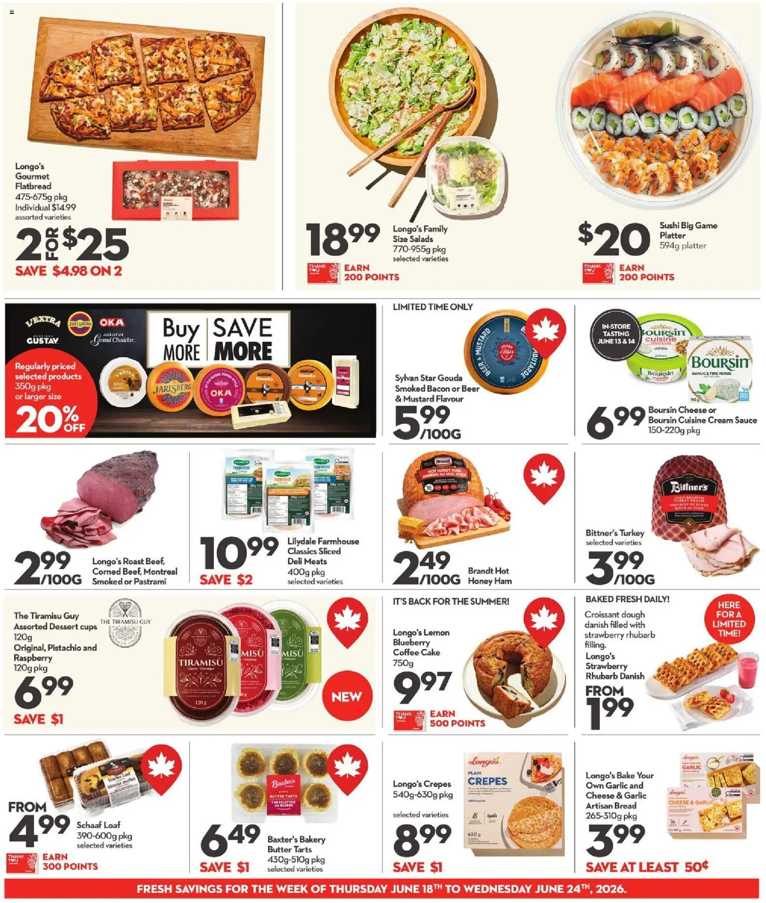 Longo's flyer valid from 18.06.2026 | Page: 10 | Products: Turkey, Cheese, Coffee, Ham