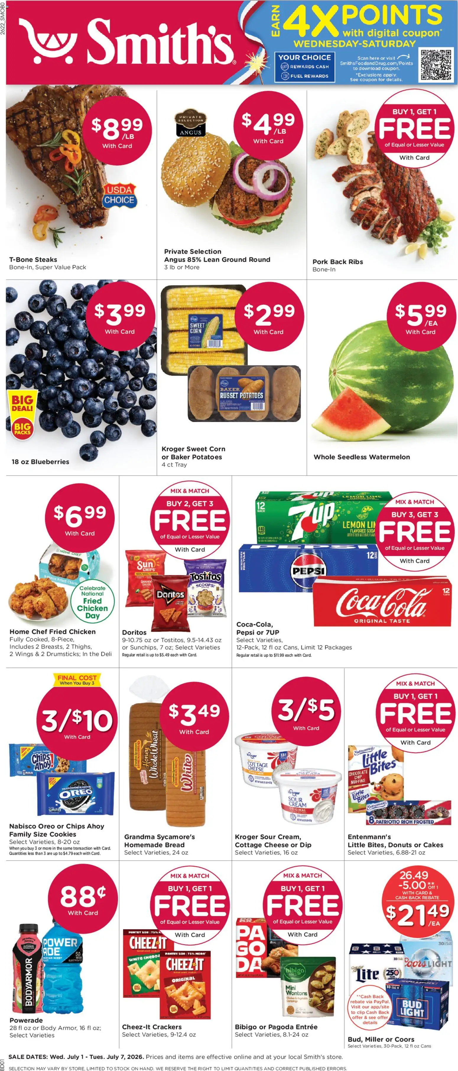 Smith's Weekly Ad - valid from 07/01/2026 | Page: 1 | Products: Clip, Cream, Lemon, Blueberries