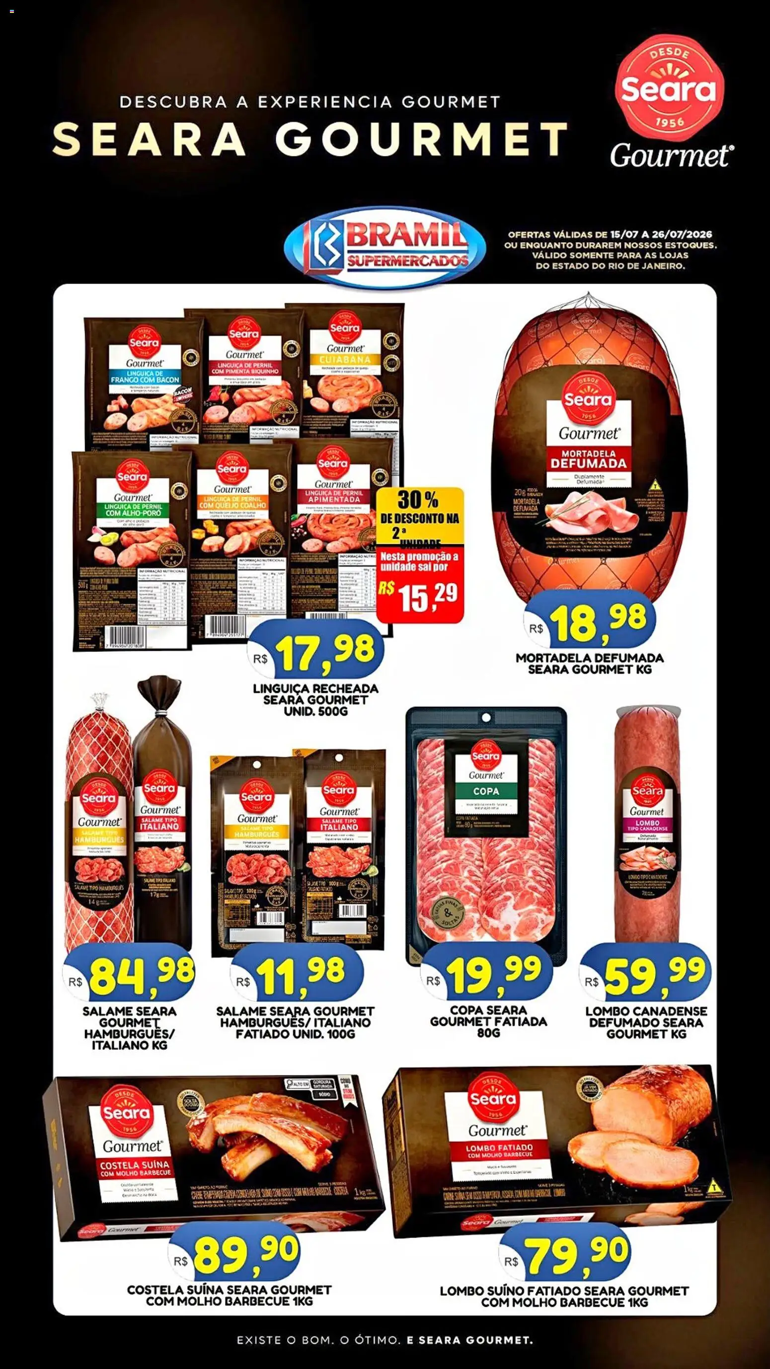 Bramil Supermercados Folheto - válido de 15/07/2026 | Página: 1 | Produtos: Pimenta, Linguiça, Lombo, Mortadela