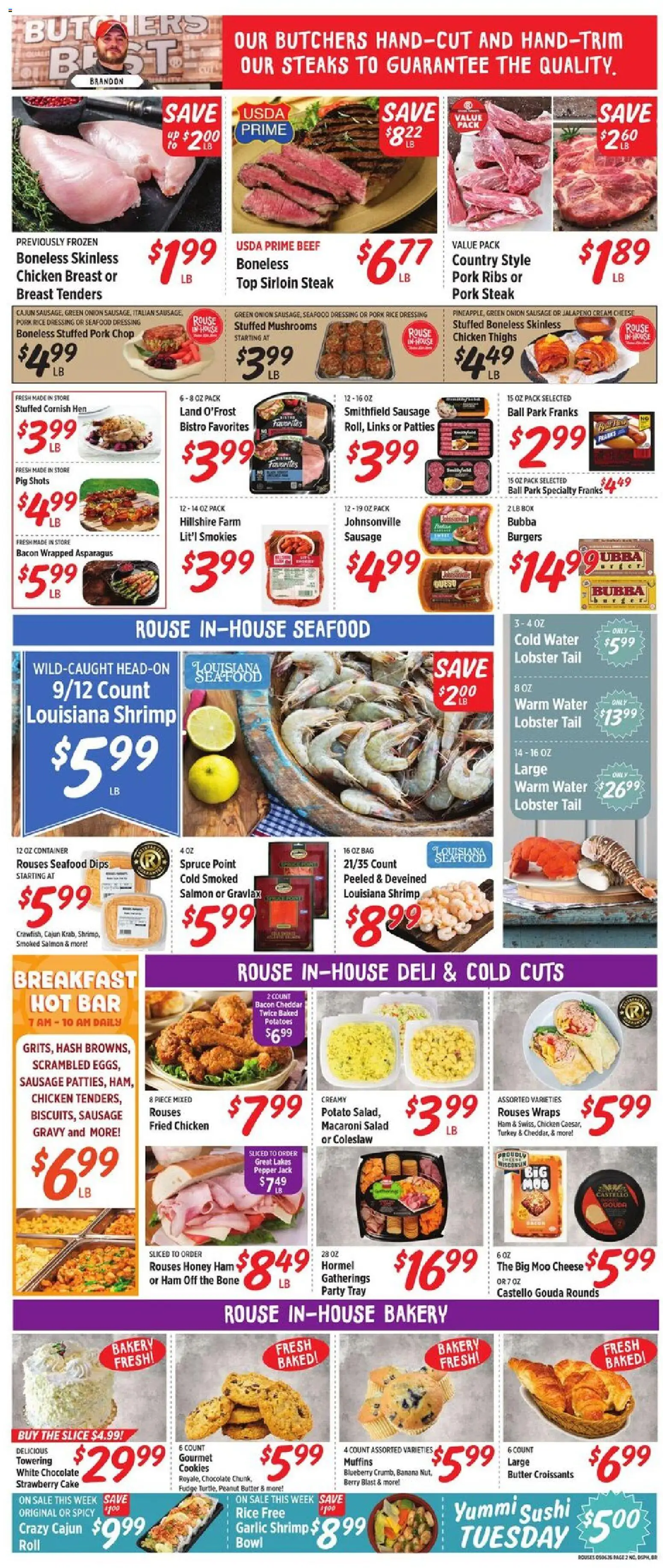 Rouses Weekly Ad - valid from 06.05.2026 | Page: 5 | Products: Cheese, Ham, Potatoes, Sausage
